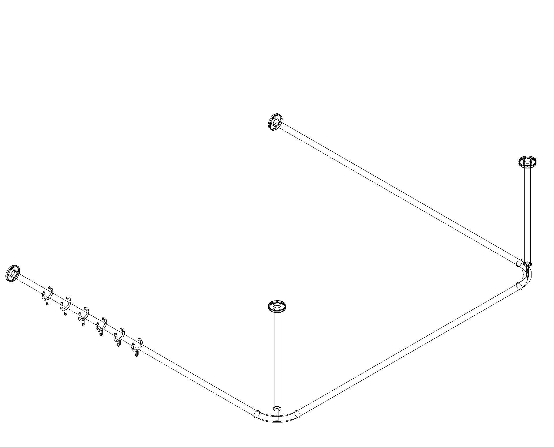 HEWI Vorhangstange Ser 801 kürzb., AM:1483x1467x1483mm reinweiß