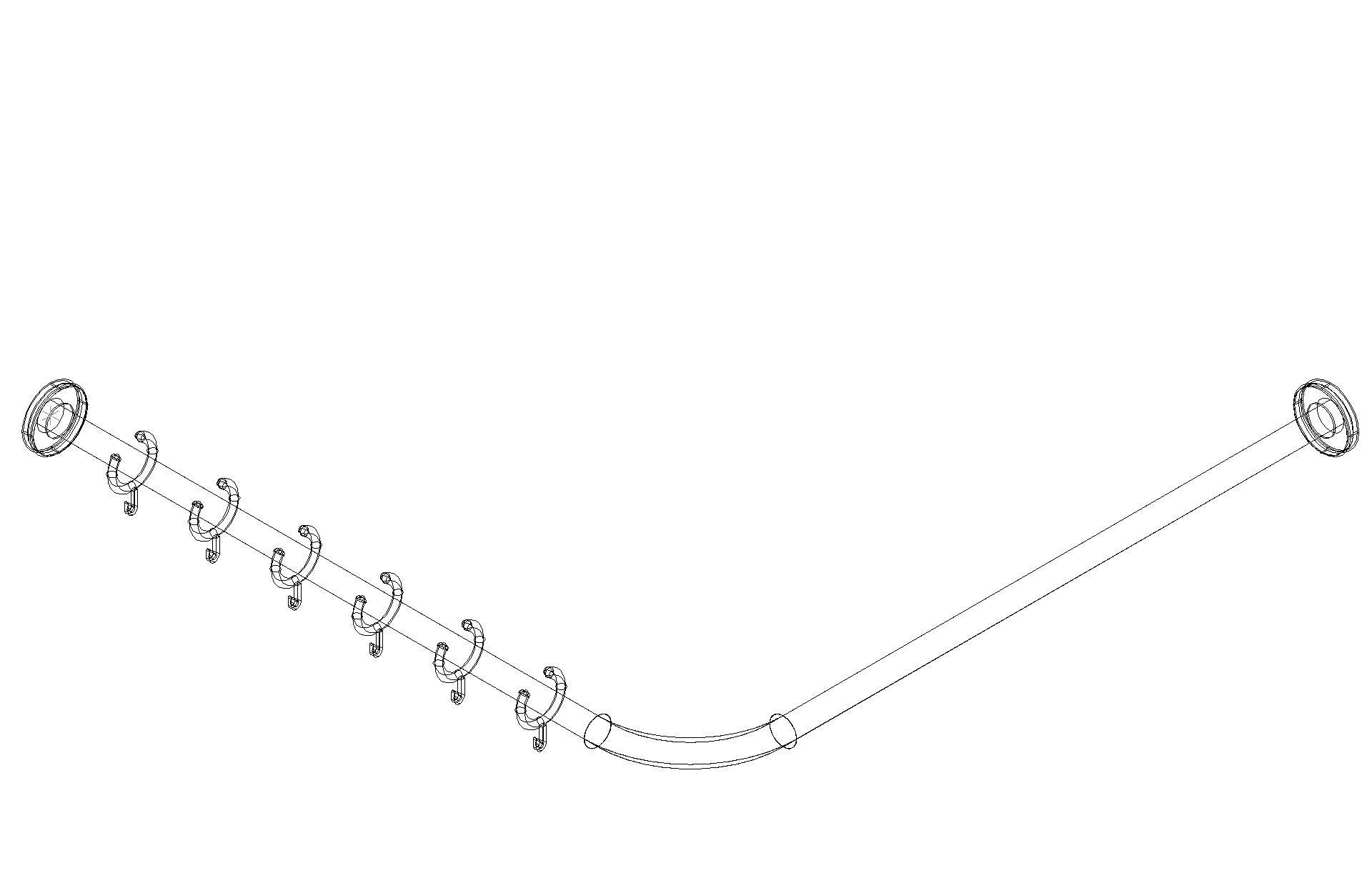 HEWI VH-Stange Ser 801,A1/2:783,kürzb, 16 Ringe signalweiß