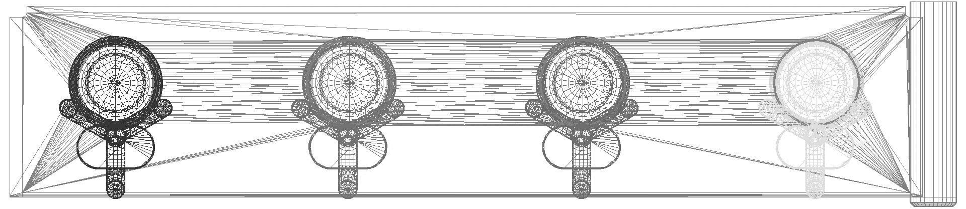 HEWI Erw.Set Zahnputzbecherleiste mit Dreifachhaken, 4 Plätze reinweiß