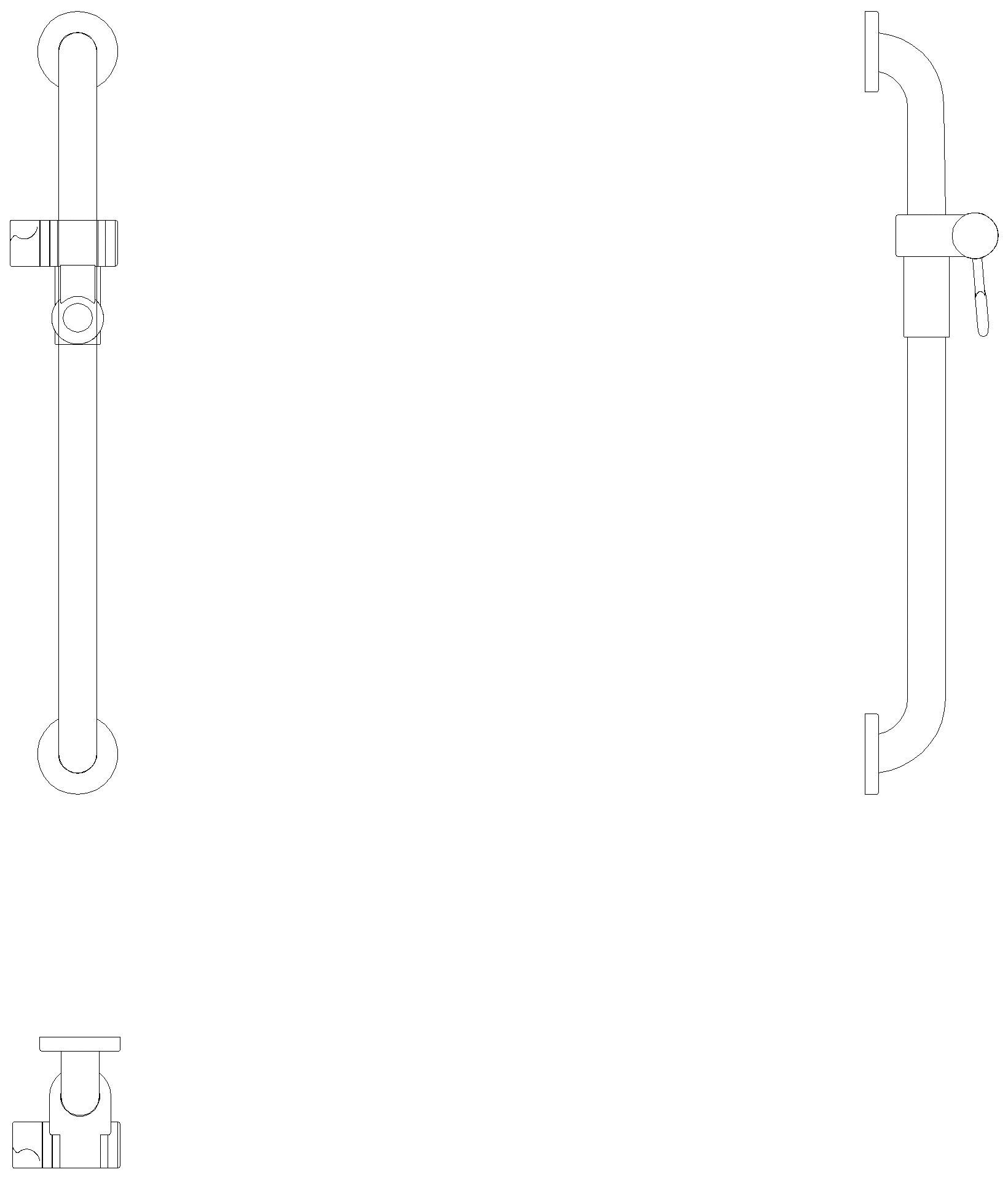 HEWI Brausehalterstange (USA) S801, matt, AM:24" felsgrau