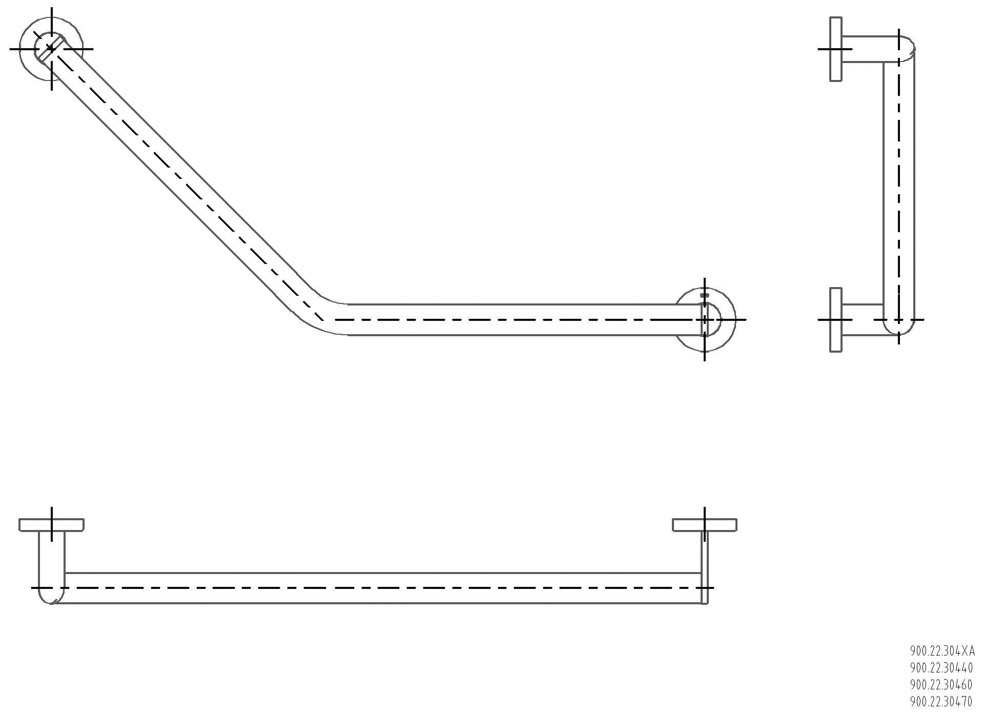 HEWI Winkelgriff 135 Gr, d:32, PVD schwarzchr glzd