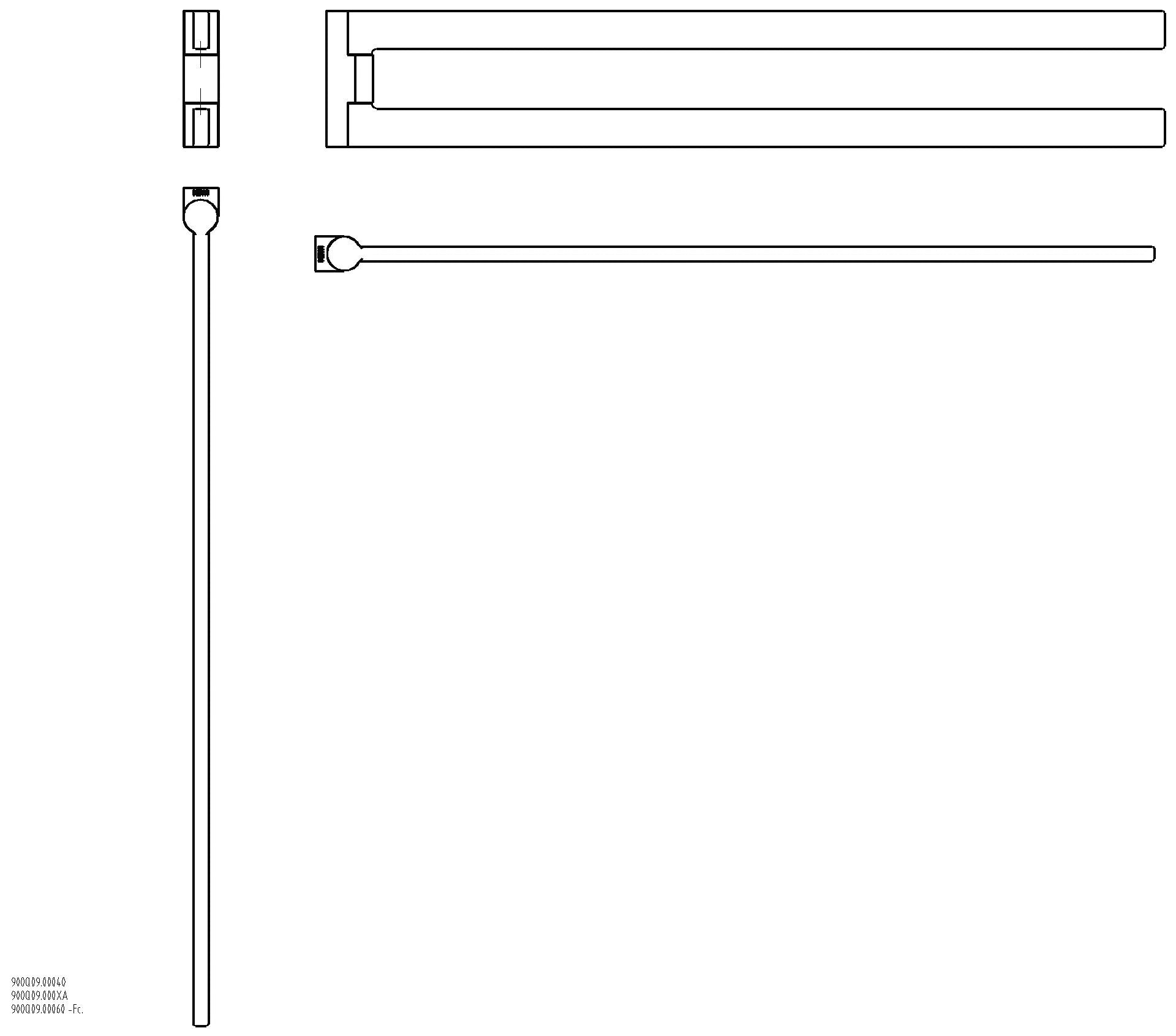 HEWI Heinrich Wilke - HEWI Handtuchhalter Sys 900 Q, PVD, L:446 mm, schwenkbar nickel gebü.