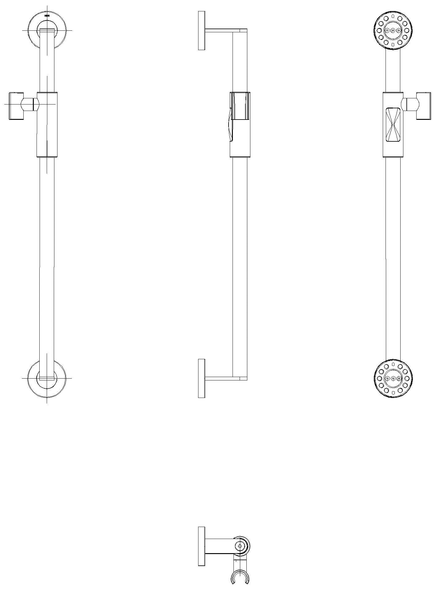 HEWI Brausehalterstange, d:25, L:600, chr, Br.H.magnet.
