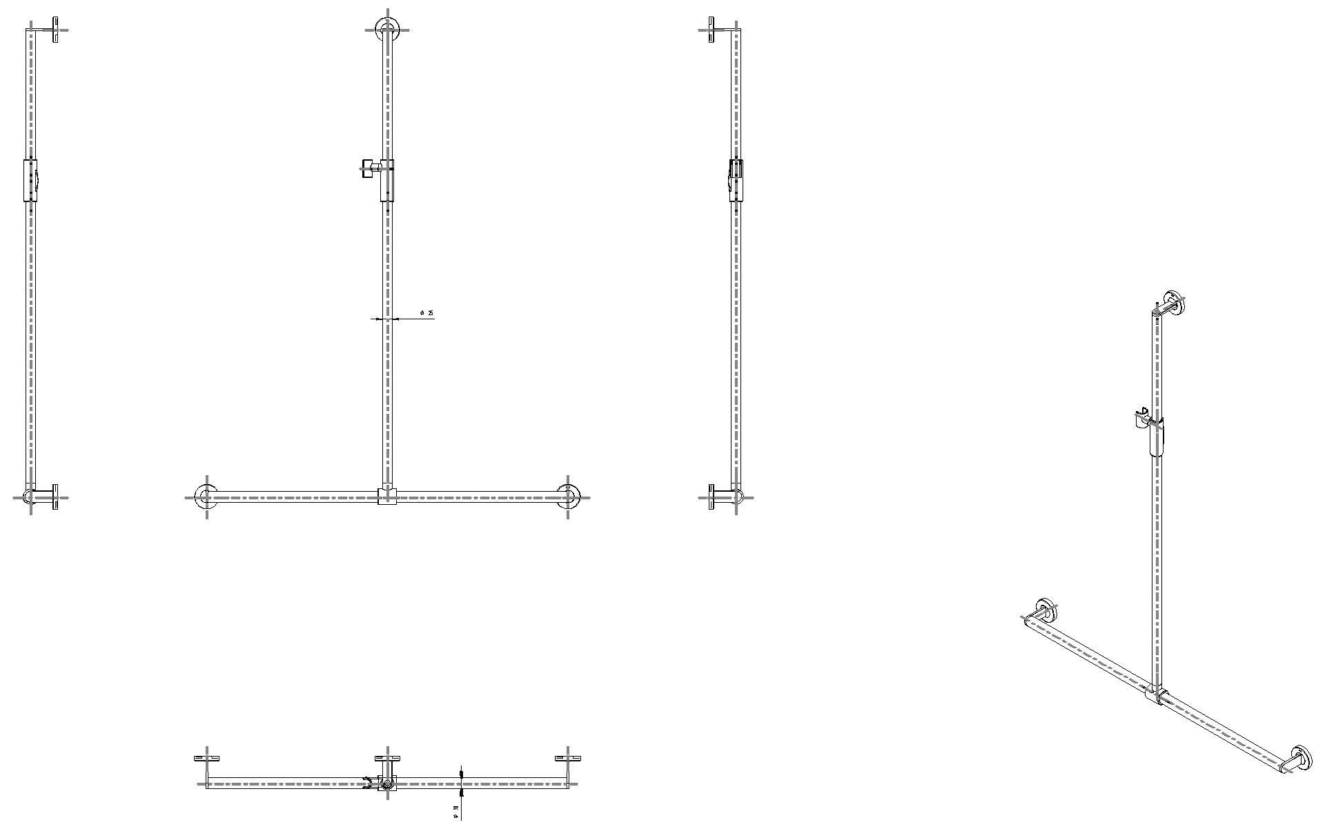 HEWI DUHA, d:25/30, A1:1250. W1:965 plvb, Br.H.mag. schw tiefmatt