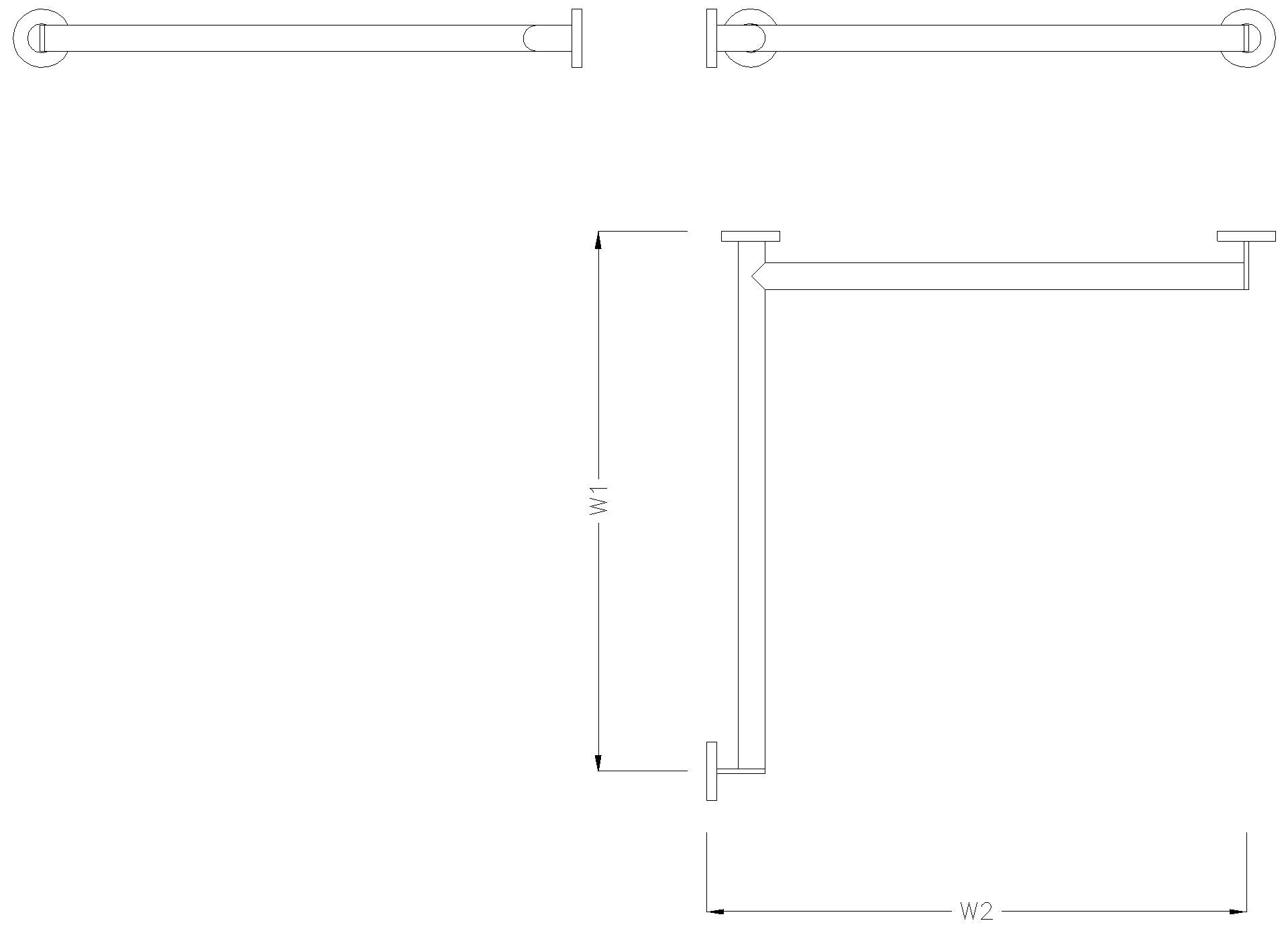 HEWI Heinrich Wilke - HEWI Duschhdl., d:32, re, W1/W2=647mm, plvb schw tma