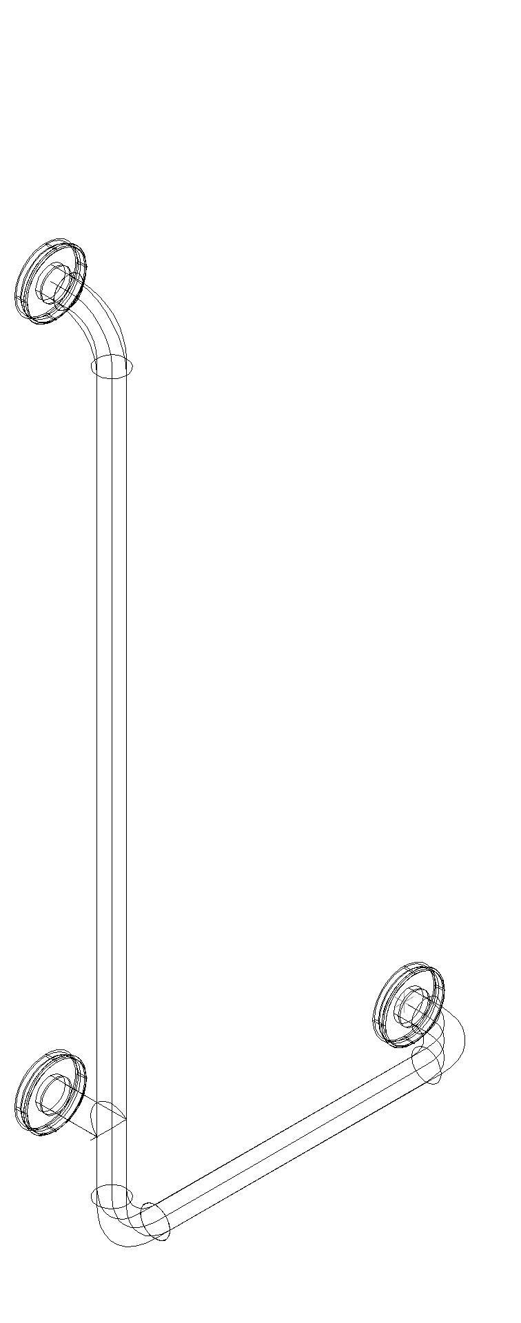 HEWI Winkelgriff Ser 801, d:33, AM:900mm, W:400mm stahlblau