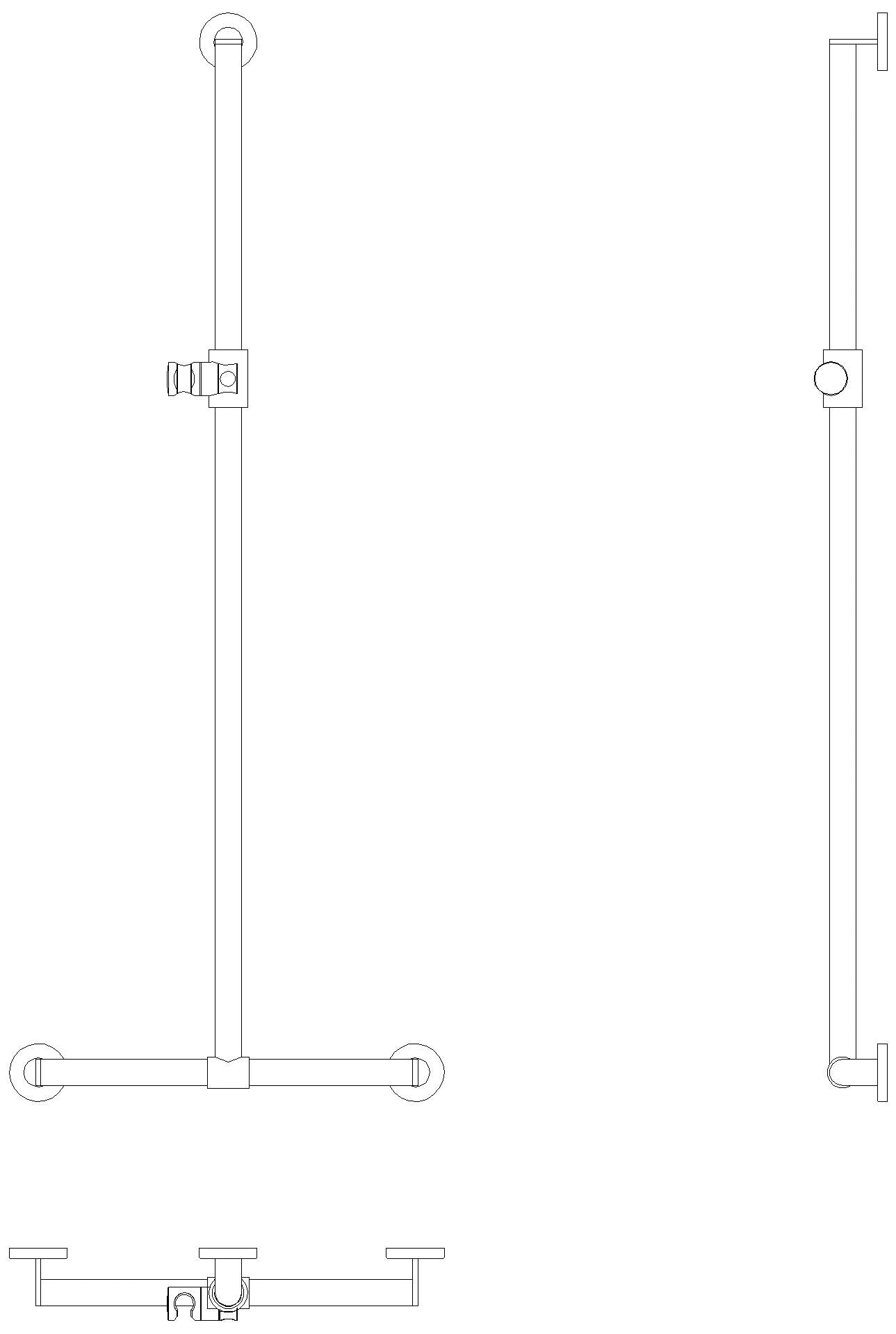 HEWI Duschhdl., d:32/32, A1=1250mm, W1=457mm, chrom anthrazgr