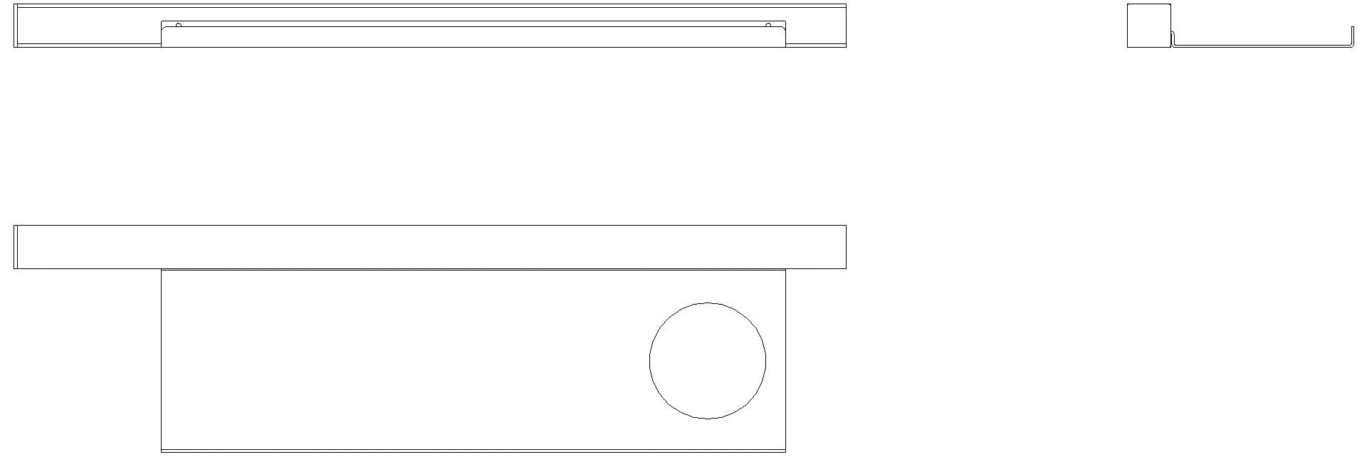 HEWI Waschtischprofil mit Ablage, Loch rechts, 360mm schw tma
