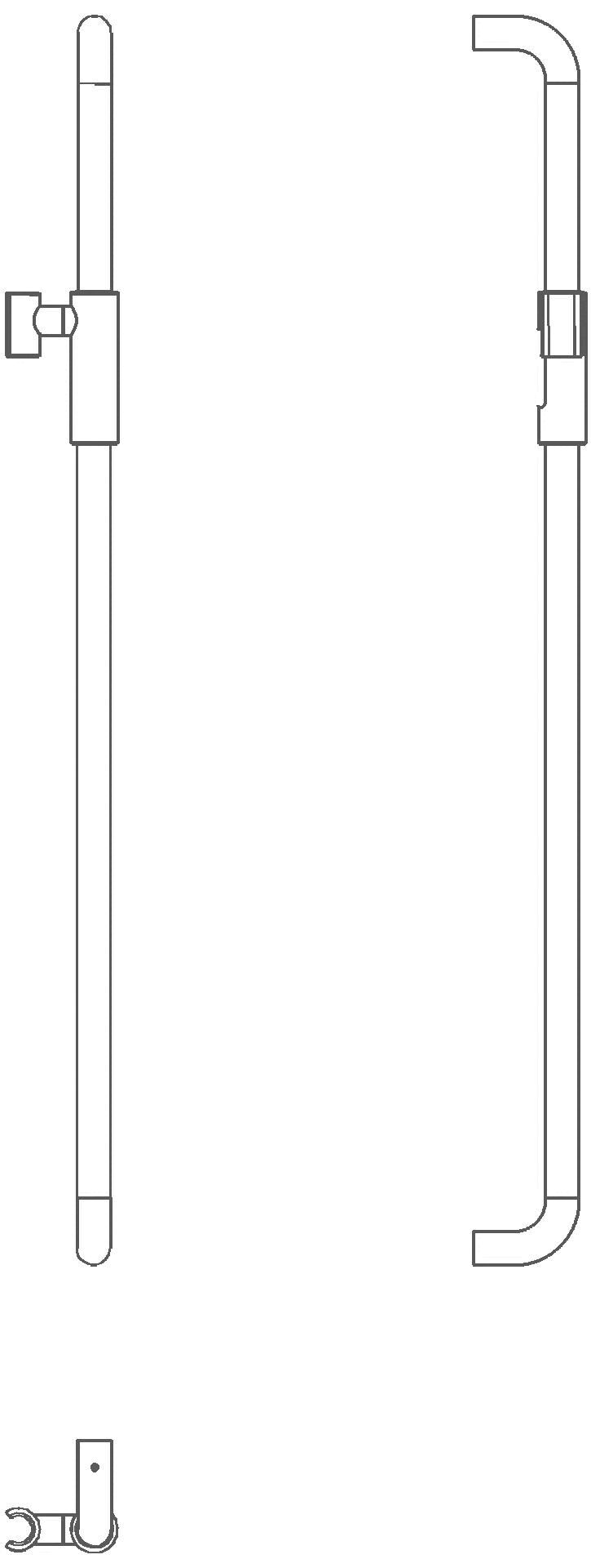 HEWI Brausehalterstange, d:25, L:900, matt-schliff, Br.H.mag