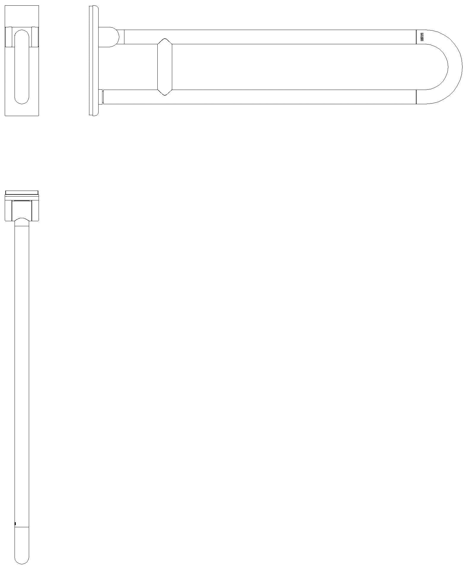 HEWI mobiler Stützklappgriff, L:850mm, antimikrobiell signalweiß