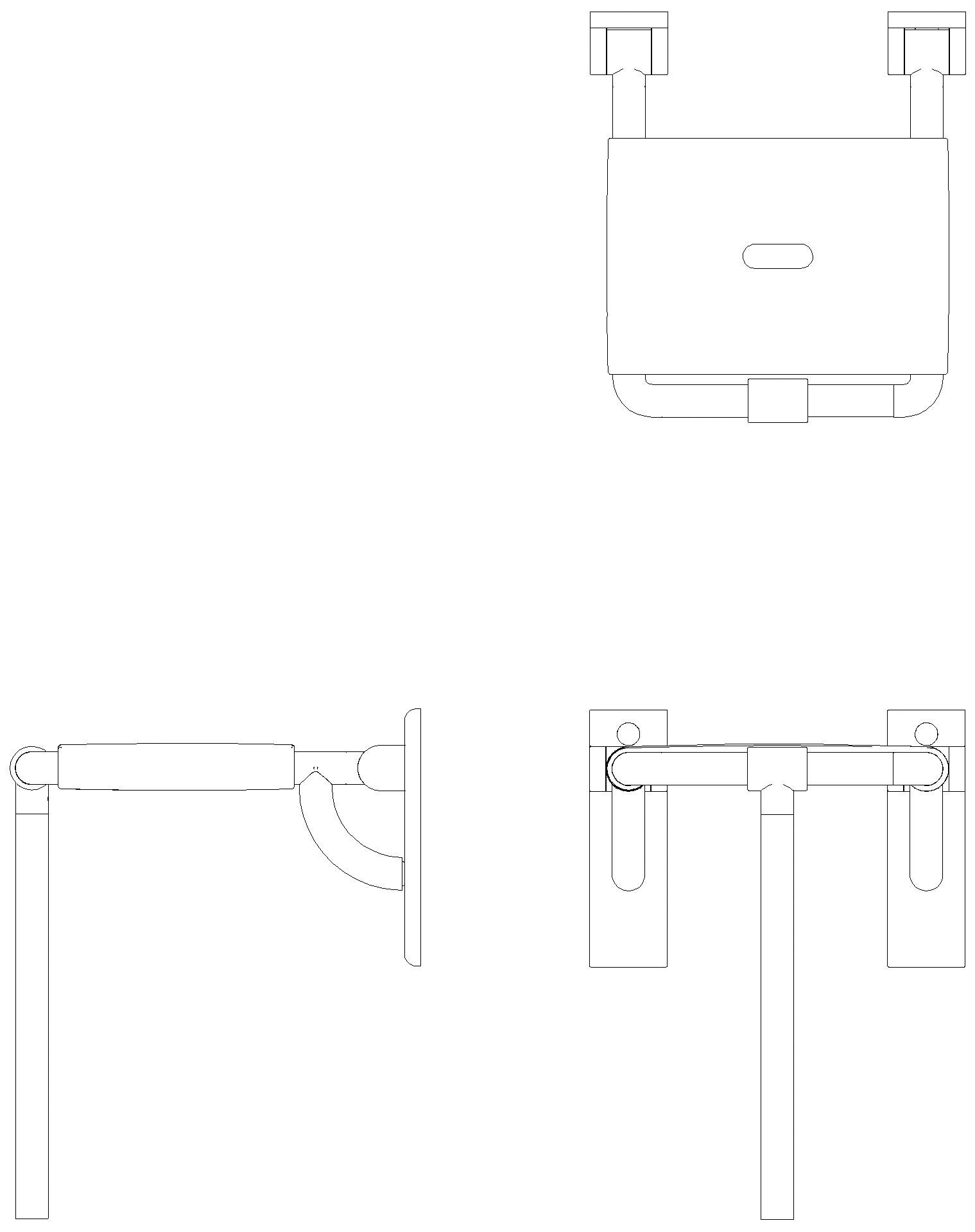 HEWI Klappsitz m. Bodenstütze B=378mm,T=414mm stahlblau