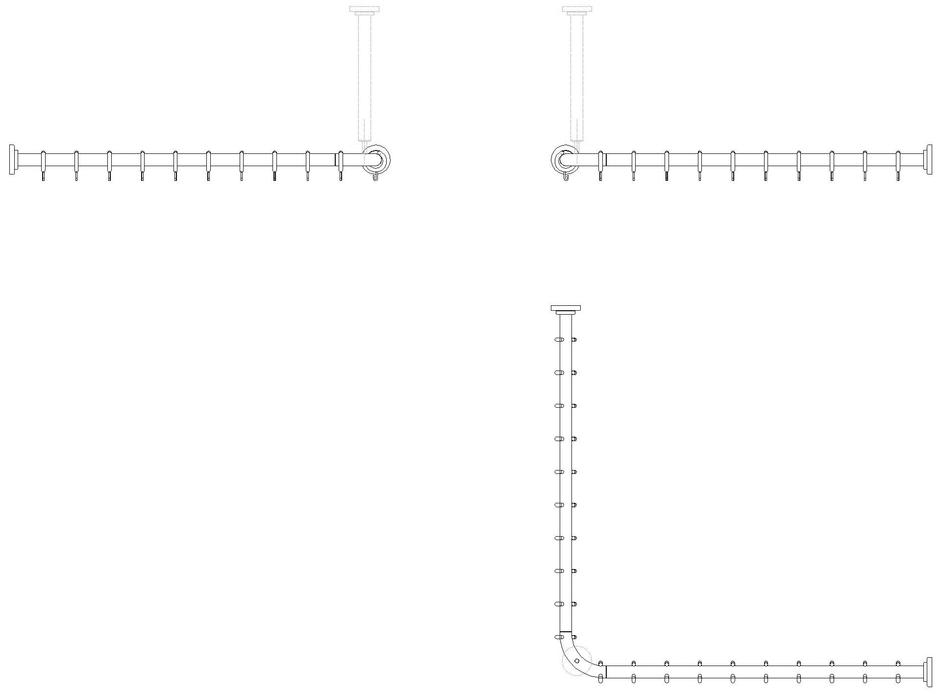 HEWI VH-Stange Ser 801, AM:983x983mm, 20 Ringe, suizidhemmend tiefschwarz