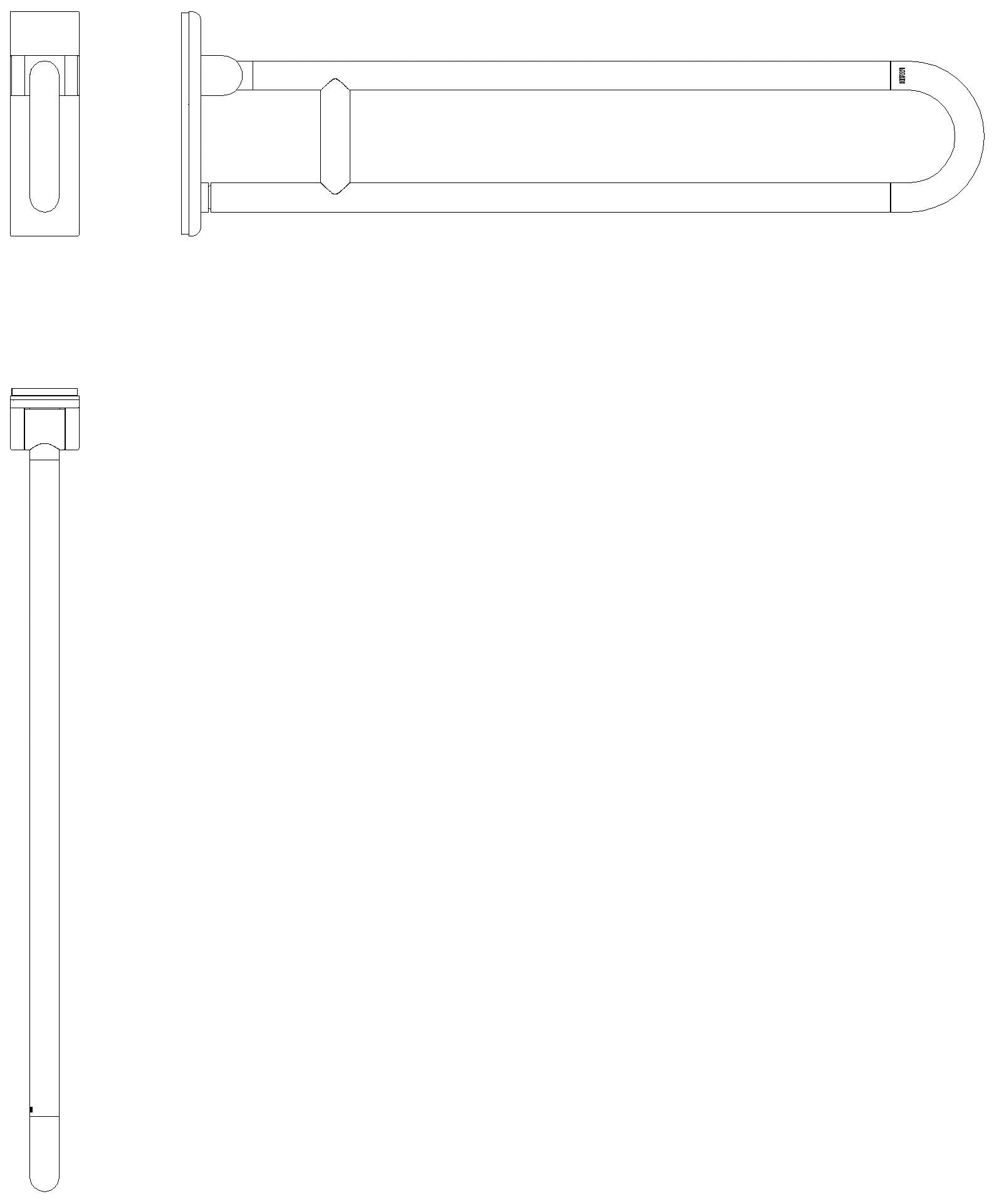 HEWI mobiler Stützklappgriff, L:900mm, antimikrobiell signalweiß