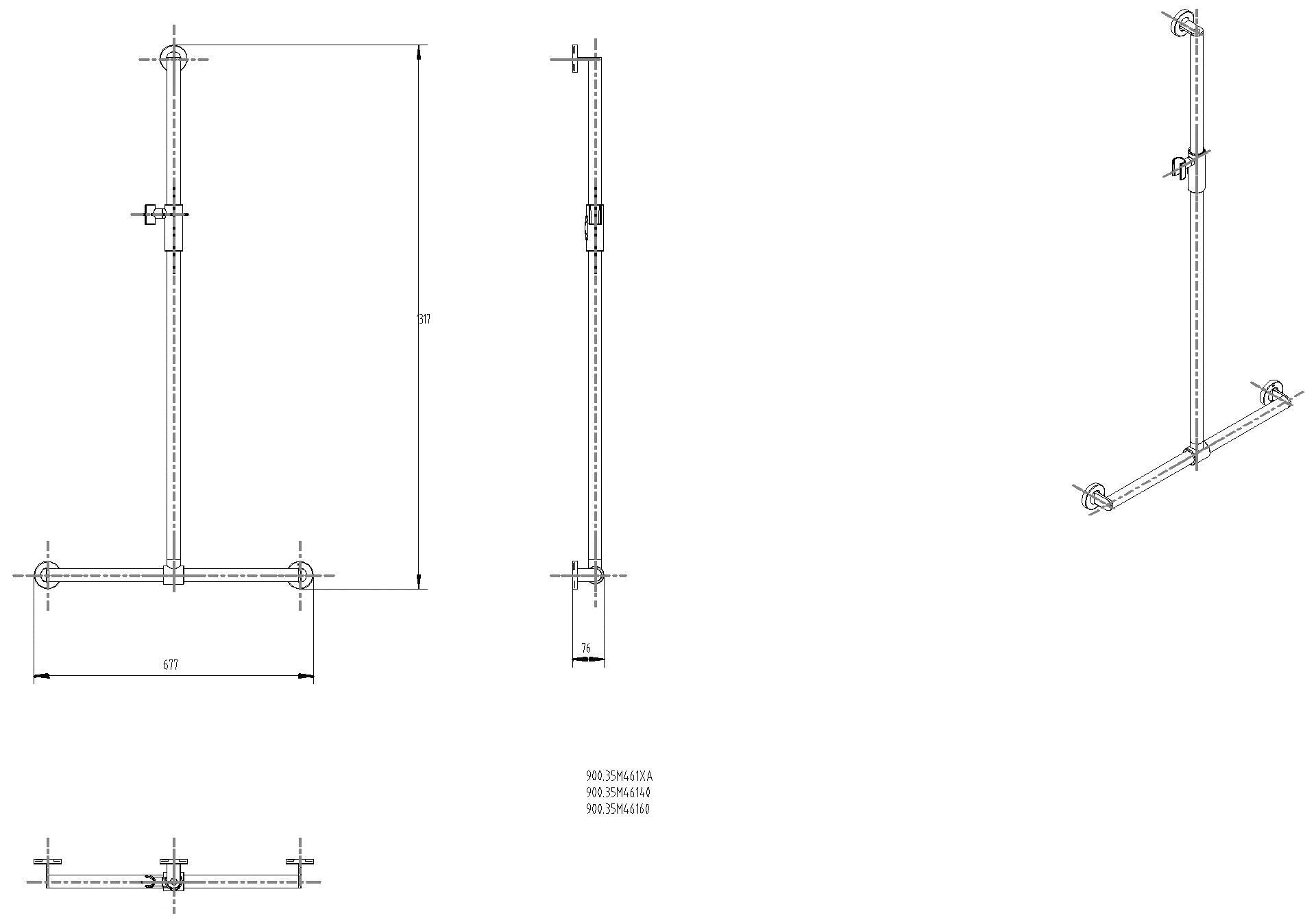 HEWI DUHA, d:32, A1:1250. W1:610, plvb, Br.H.mag. schw tiefmatt