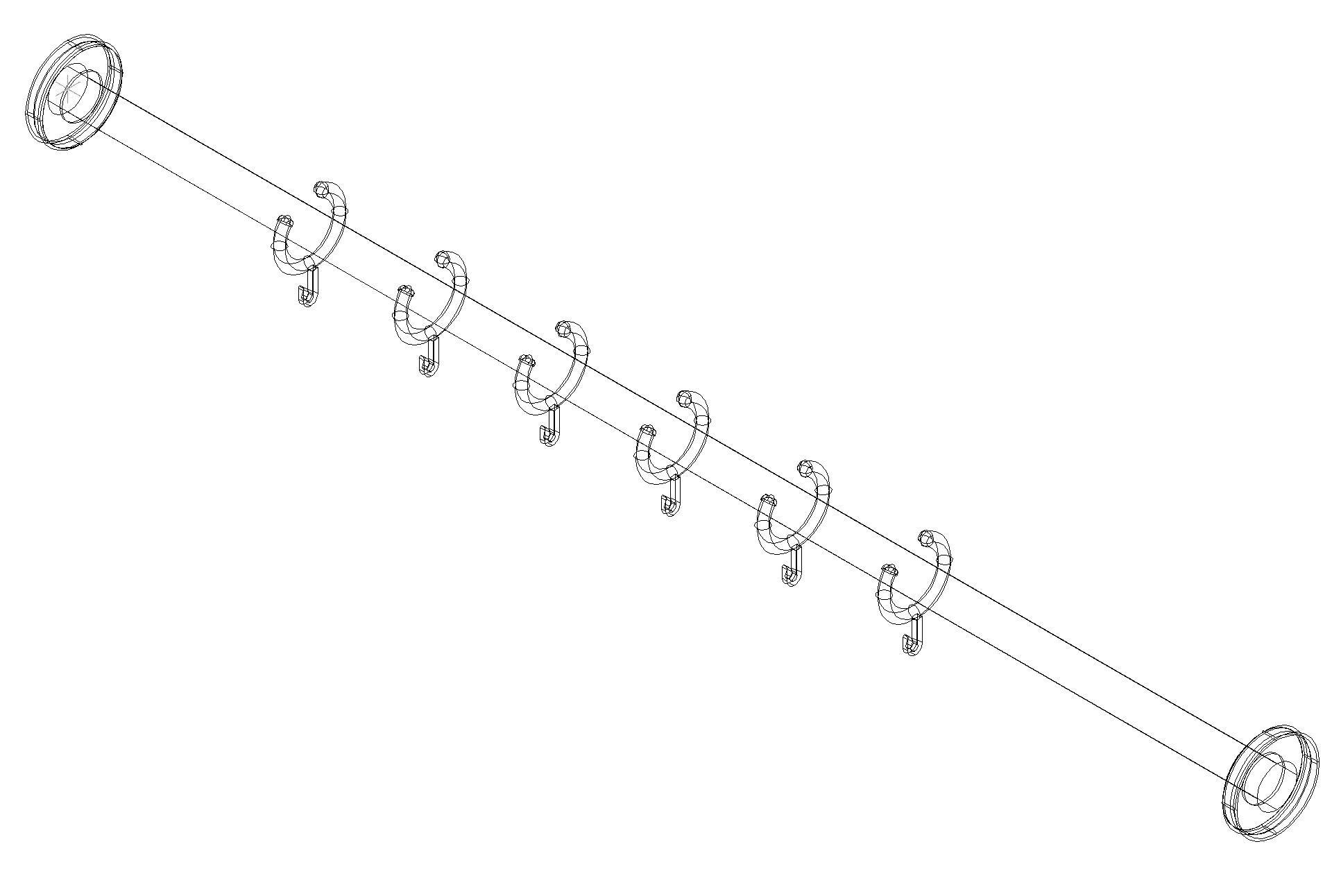 HEWI Vorhangstange (USA), Serie 801 L:39 3/8", 10 Rg. reinweiß