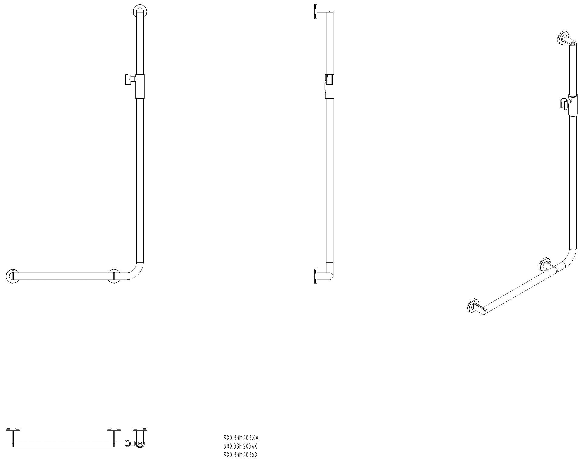 HEWI Winkelgriff m.Br.H.,d:32, A1:1250, W1:600,li,Br.H. mag. schw tiefmatt
