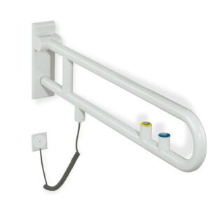 HEWI Stützklappgriff mit Spül-/Funktionstaste der Serie 801, drehbar