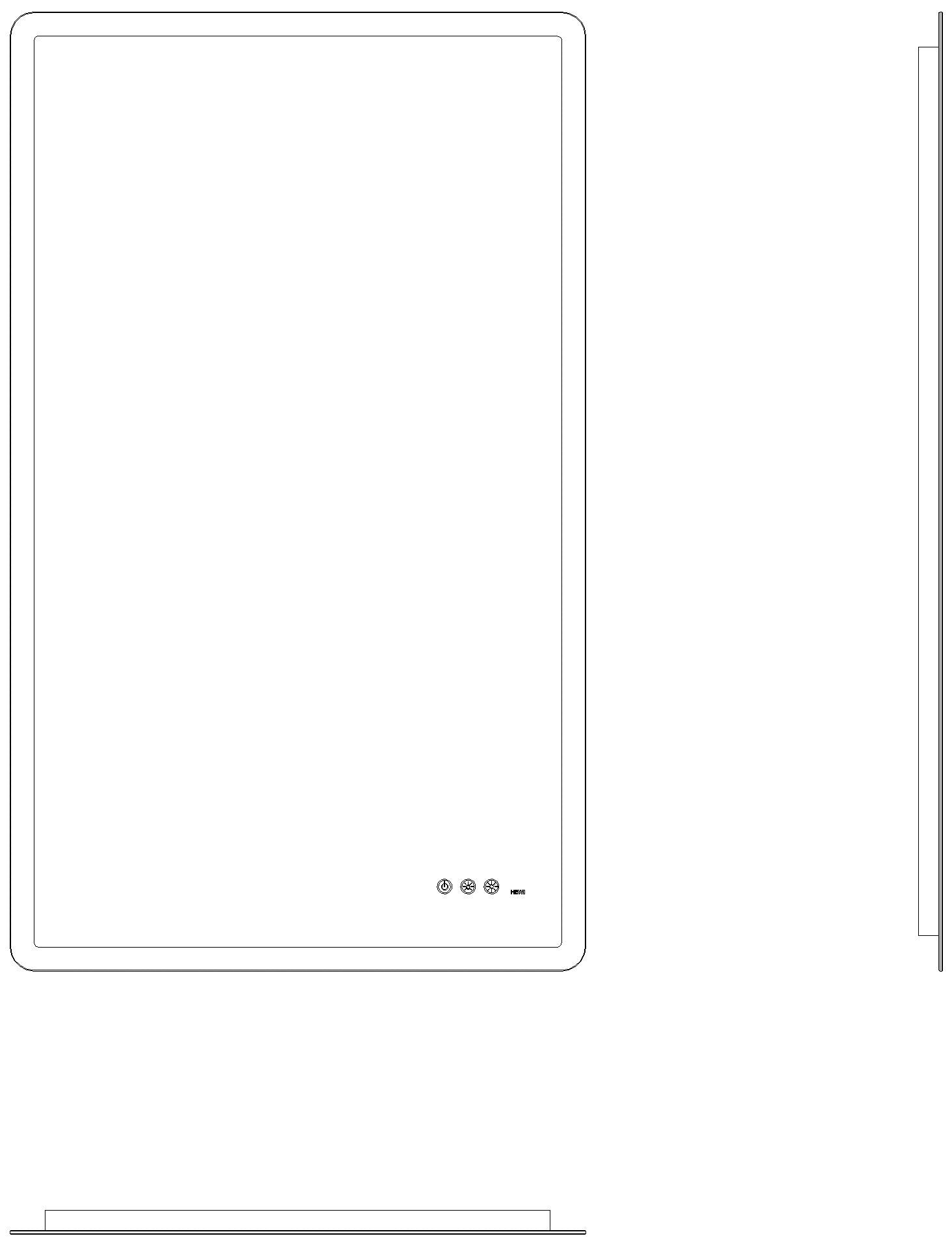 HEWI LED Lichtspiegel, 600 x 1000mm, vertikal