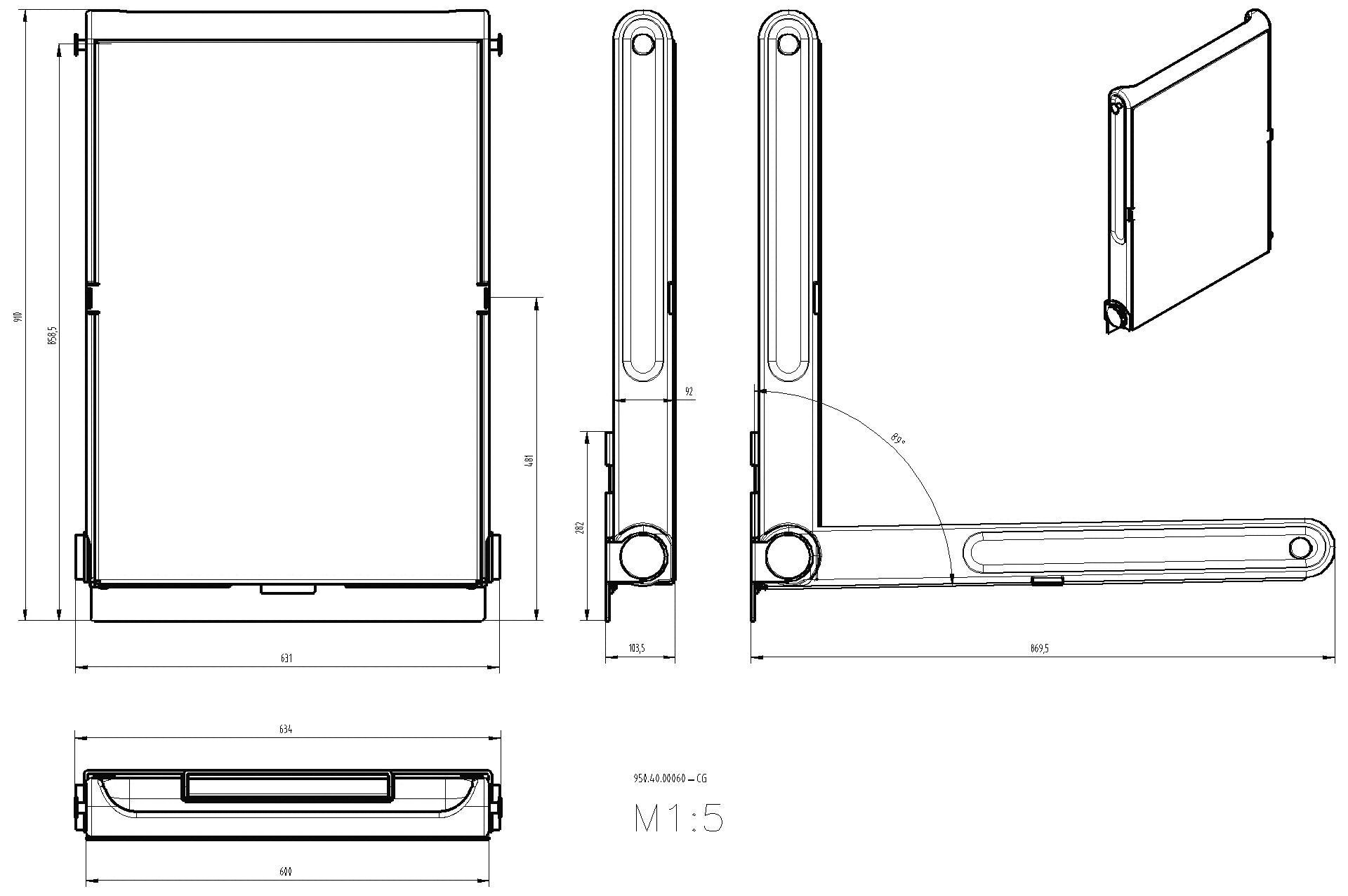 HEWI Babywickeltisch wandgebunden, klappbar eisengrau
