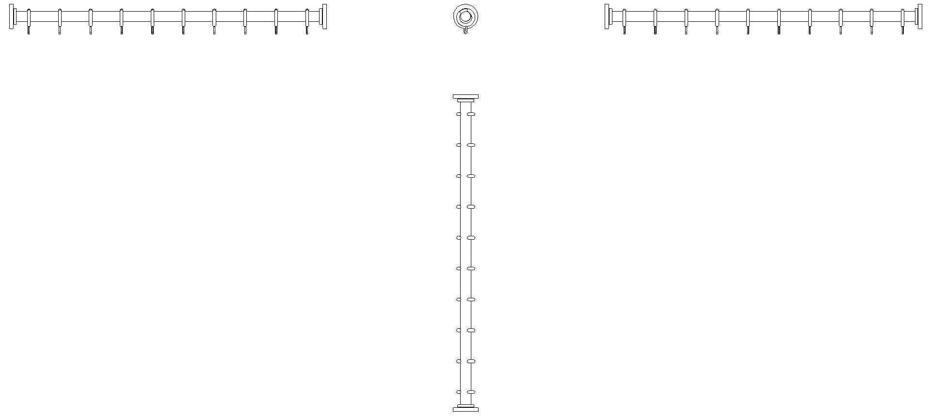 HEWI VH-Stange Ser 801, L:1025mm, 10 Ringe, suizidhemmend reinweiß
