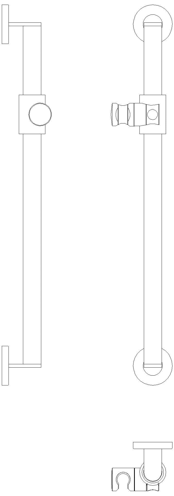 HEWI Brausehalterstg., D=32, L=610 mm, Schliff anthrazgr