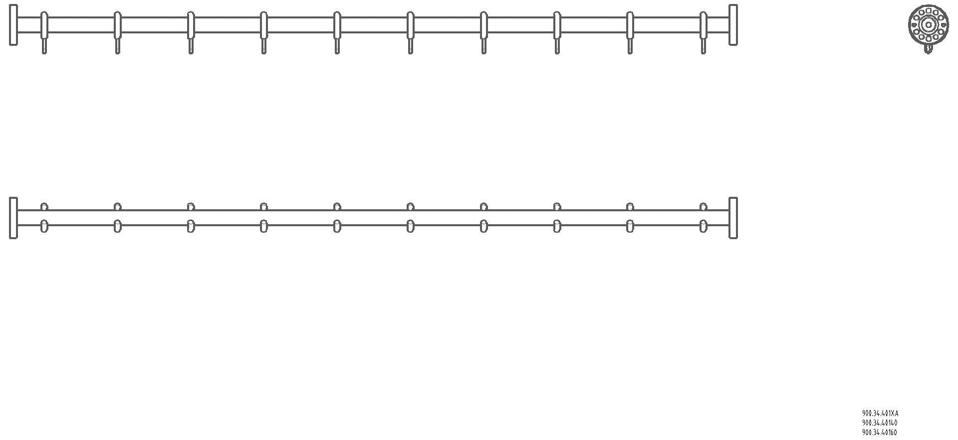 HEWI Vorhangstange, D=25 mm, L=1219mm, plvb schw tma
