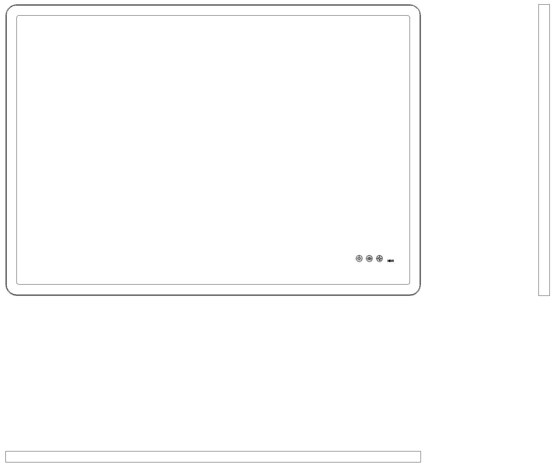 HEWI LED Lichtspiegel, 704 x 1004mm, horizontal plvb schw tma