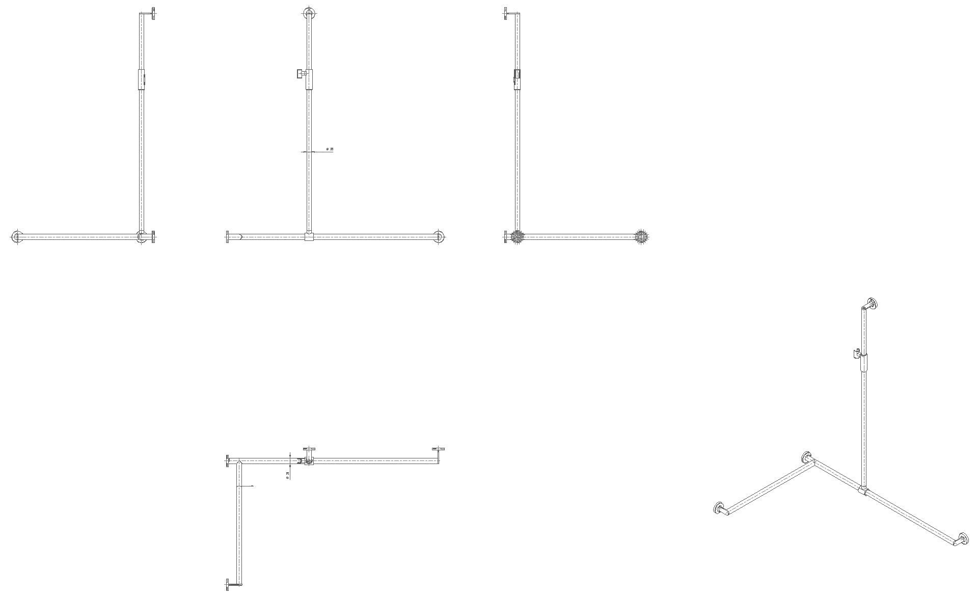 HEWI DUHA,d:25/30,A1:1250,W1:1185,W2:765 li, plvb, Br.H.mag. weiß tiefmatt