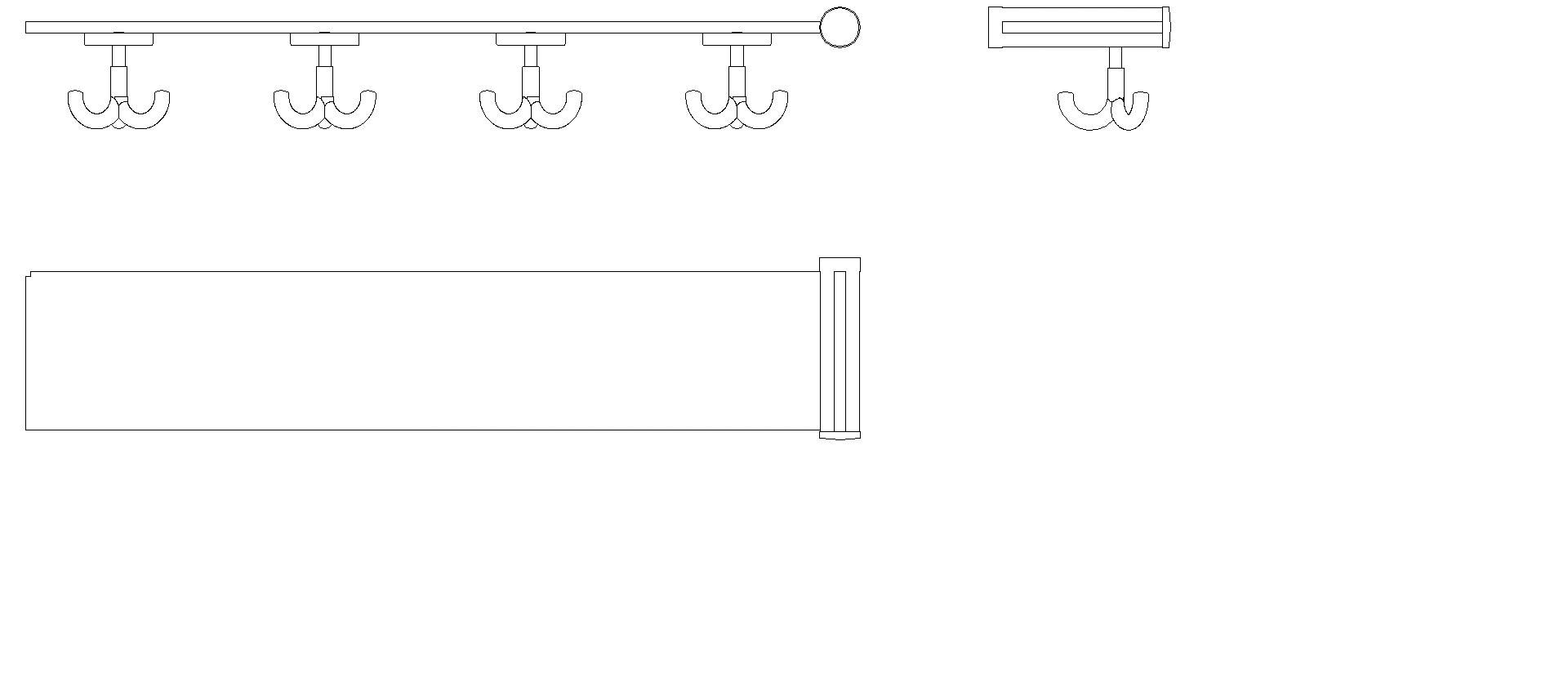 HEWI Erweiterungsset Ablage mit Dreifachhaken, 4 Plätze reinweiß