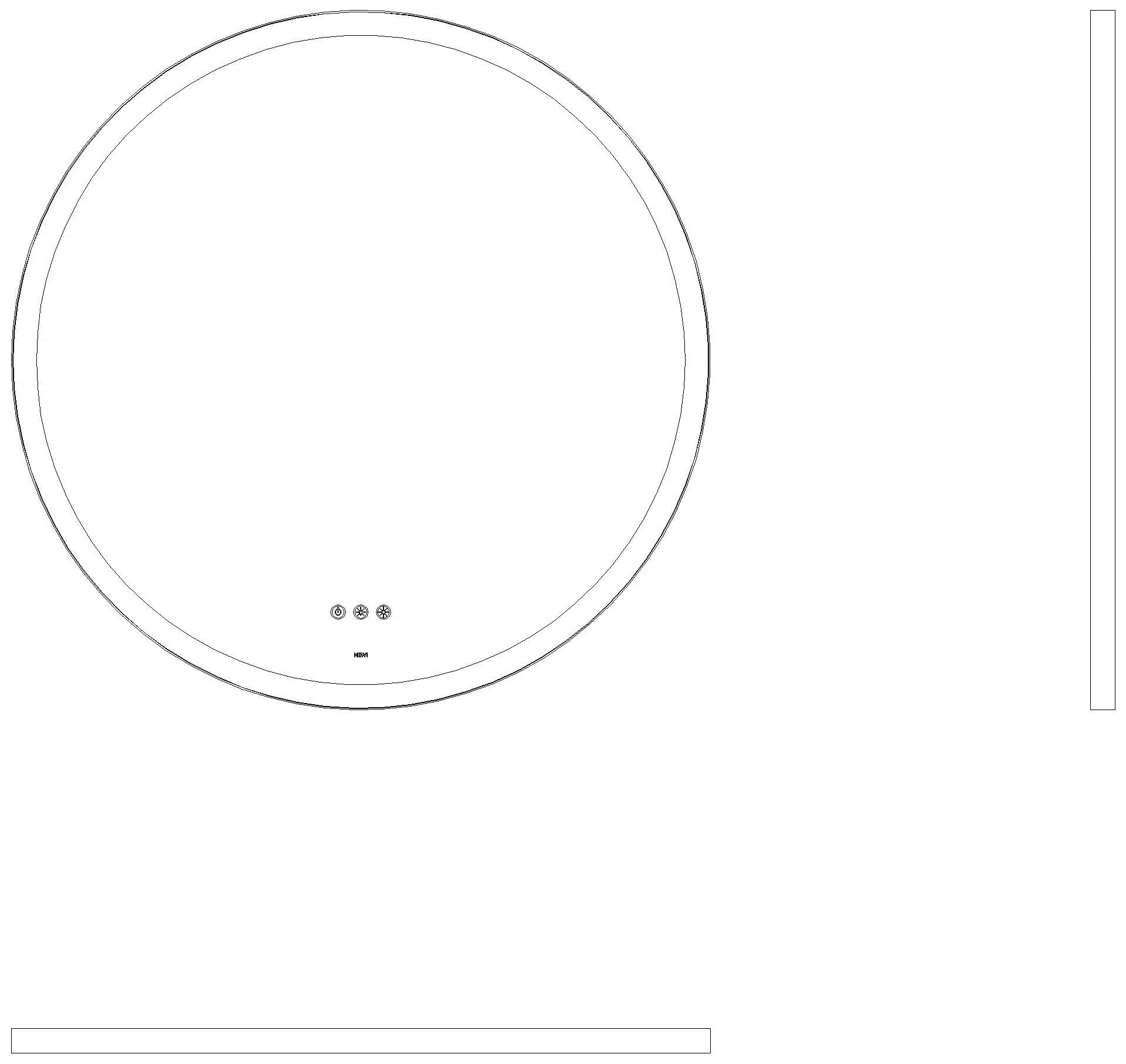 HEWI LED Lichtspiegel, 754 mm, rund plvb schw tma