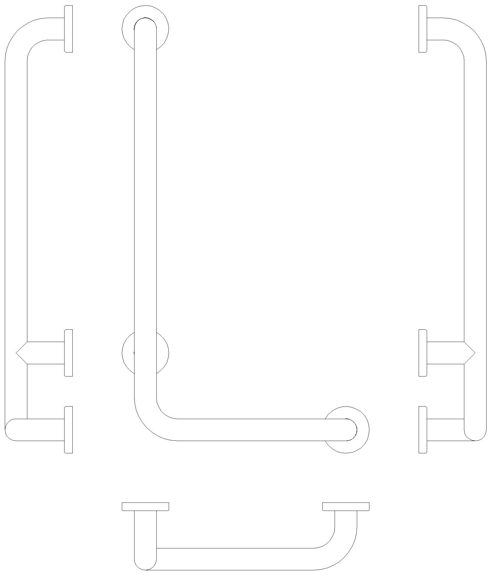 HEWI Winkelgriff Ser 801, AM:600 W:300, Stützlast 300 kg aquablau