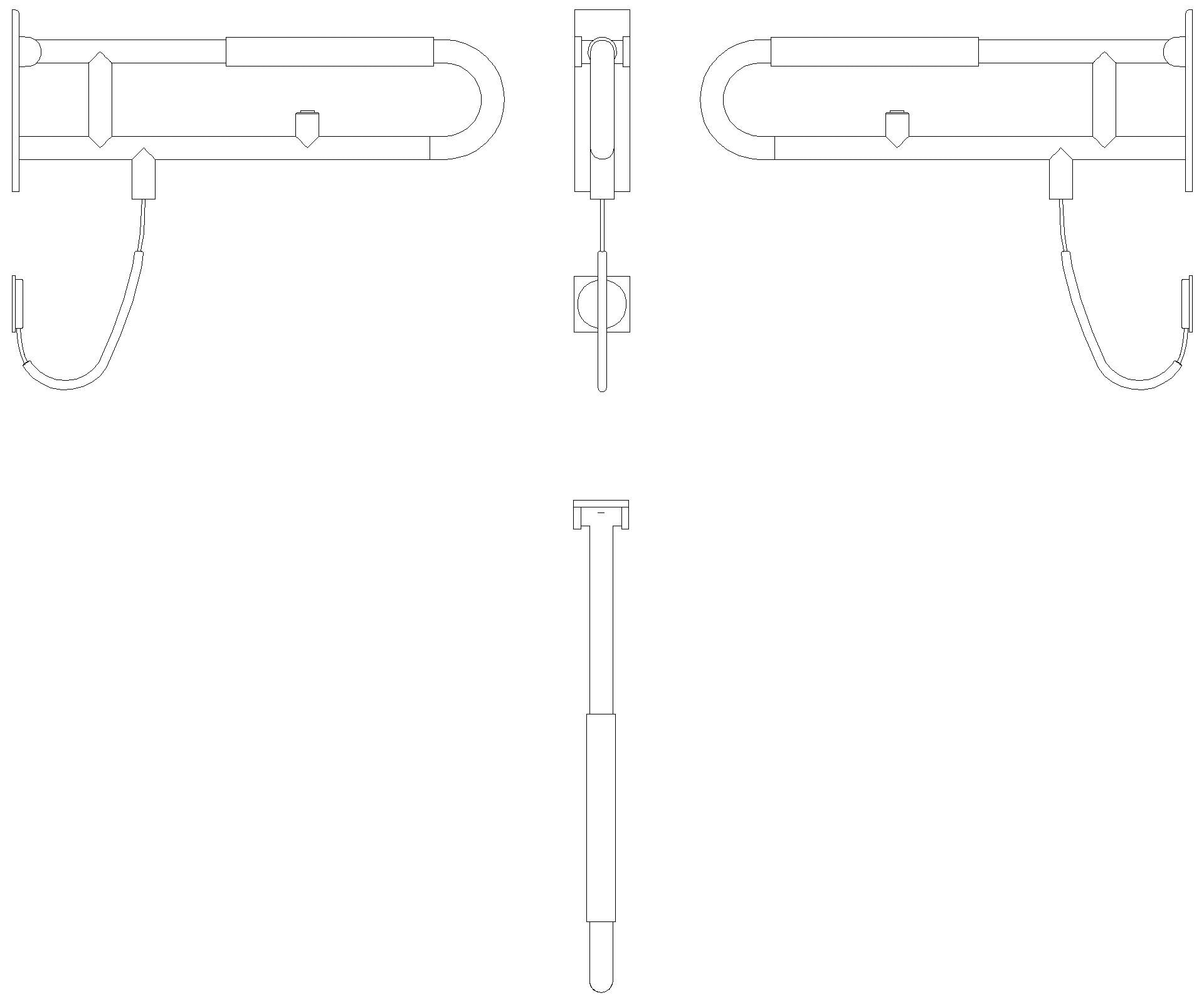 HEWI SK-Griff, drehb., matt, WC-Spülung/Armp. L:700mm reinweiß