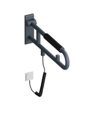 HEWI Stützklappgriff mit Spültaste der Serie 801, drehbar