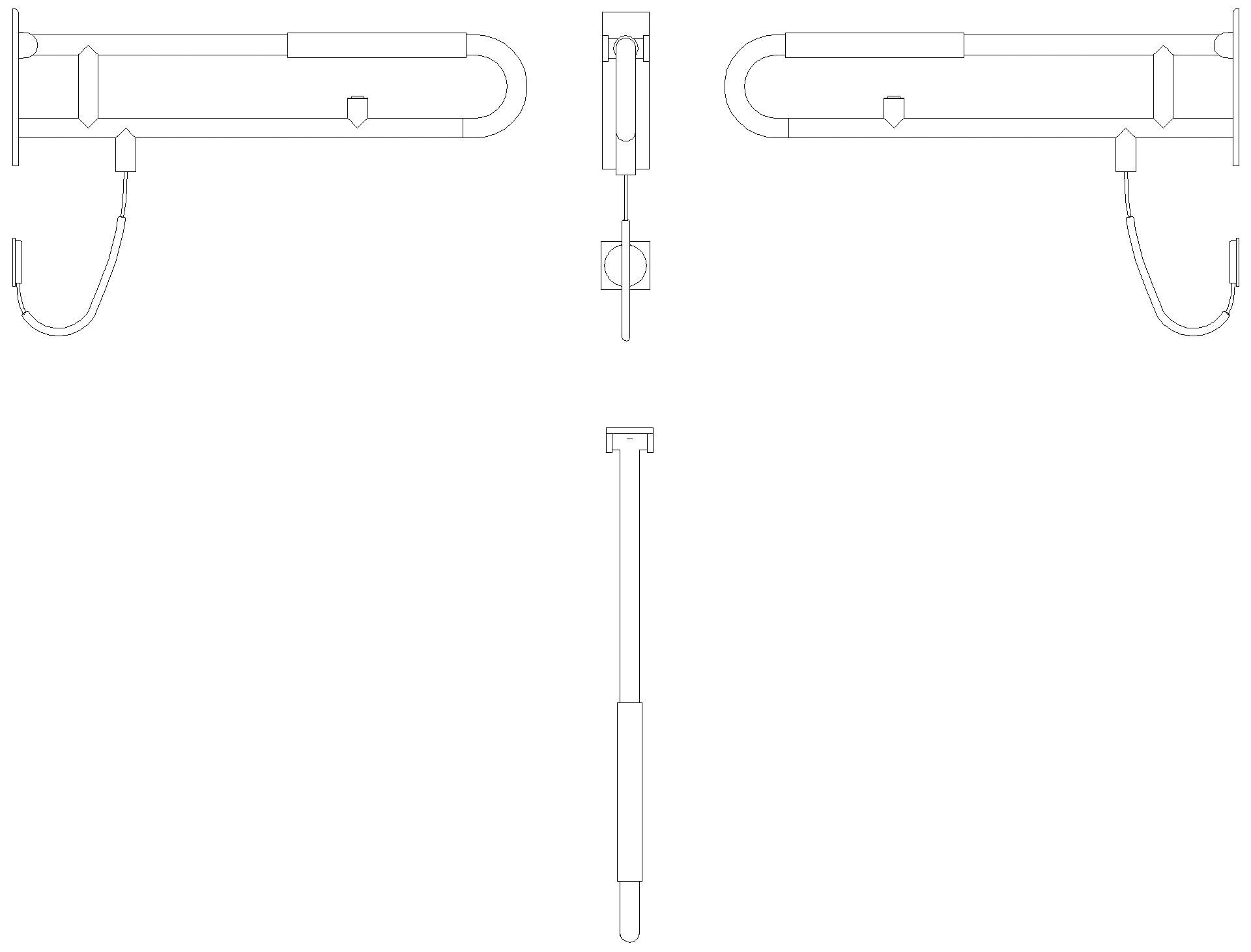 HEWI SK-Griff, drehb., matt, WC-Spülung/Armp. L:850mm felsgrau