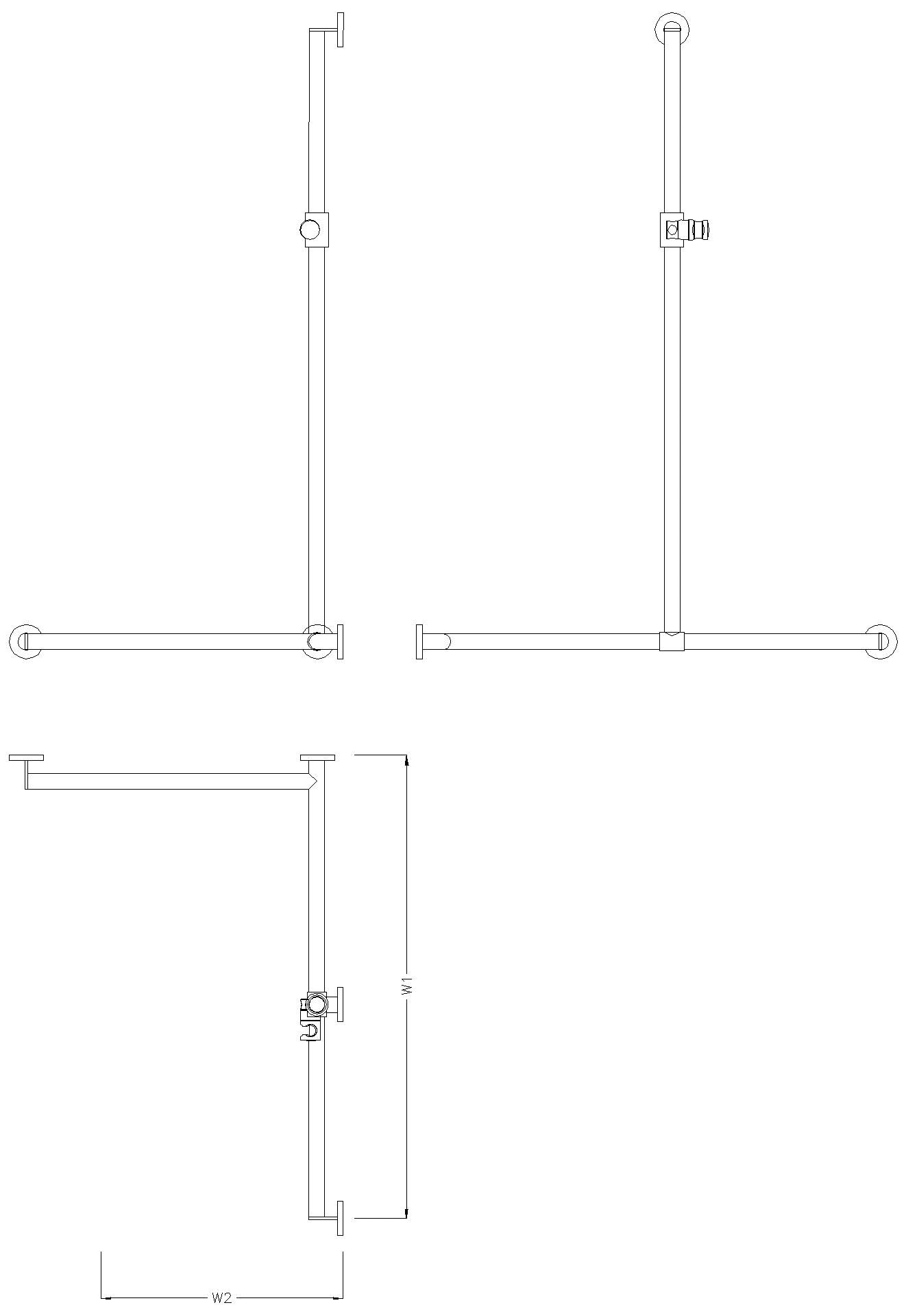 HEWI Duschhdl., d:32/32, li A1=1250,Chrom signalweiß