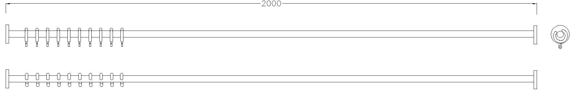 HEWI VH-Stange, d:25, L:2000, 20 Ringe, pulverbeschichtet schw tma