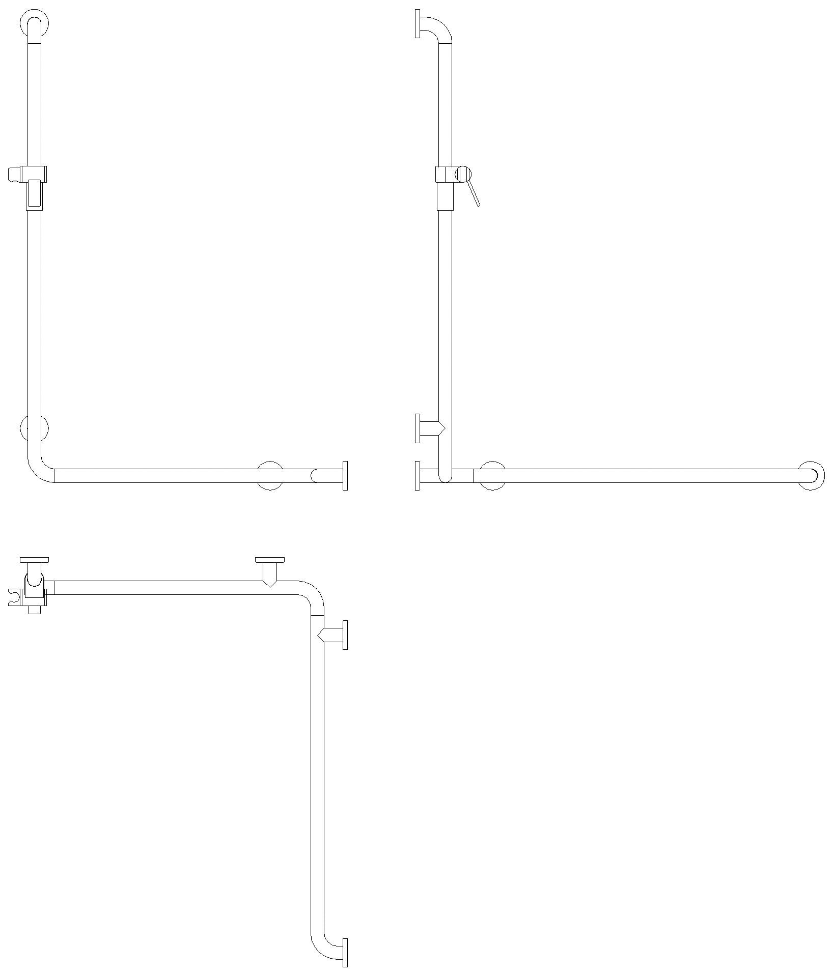 HEWI DU-Wannenhdl.m.Br.H.Stg. Ser 805 C, AM1:1100,W1:762,W2:962, re anthrazgr