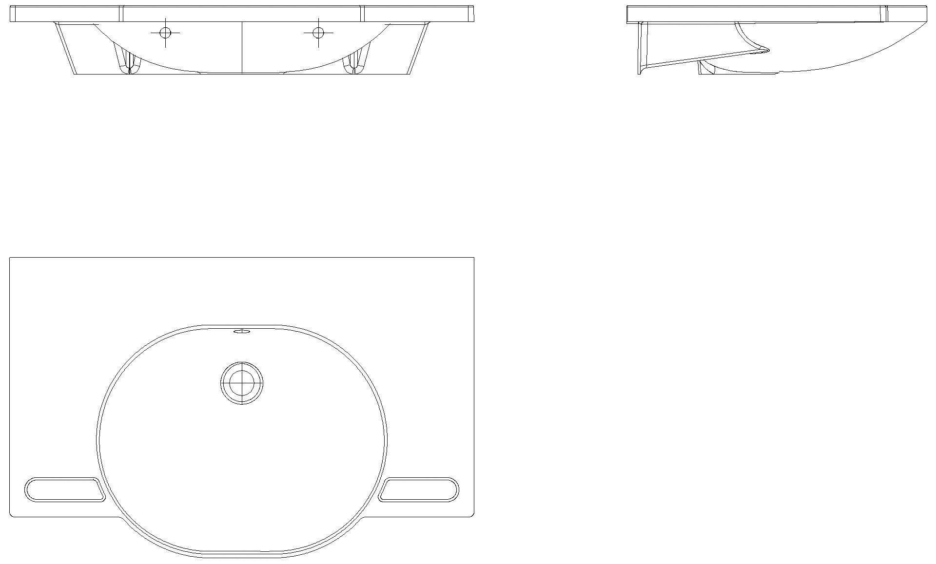 HEWI Waschtisch, B:850mm, T:550mm alpinweiß, mit Überlauf, ohne Hahnloch