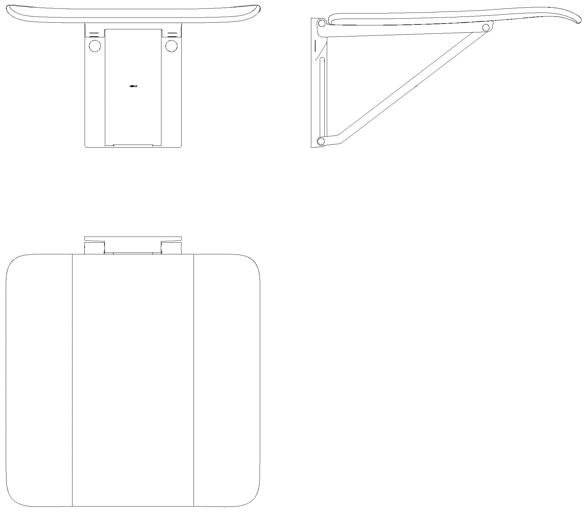 HEWI Klappsitz, 450x450mm, Kst, Wand-St.,Sitzf.Kst. tiefschwarz