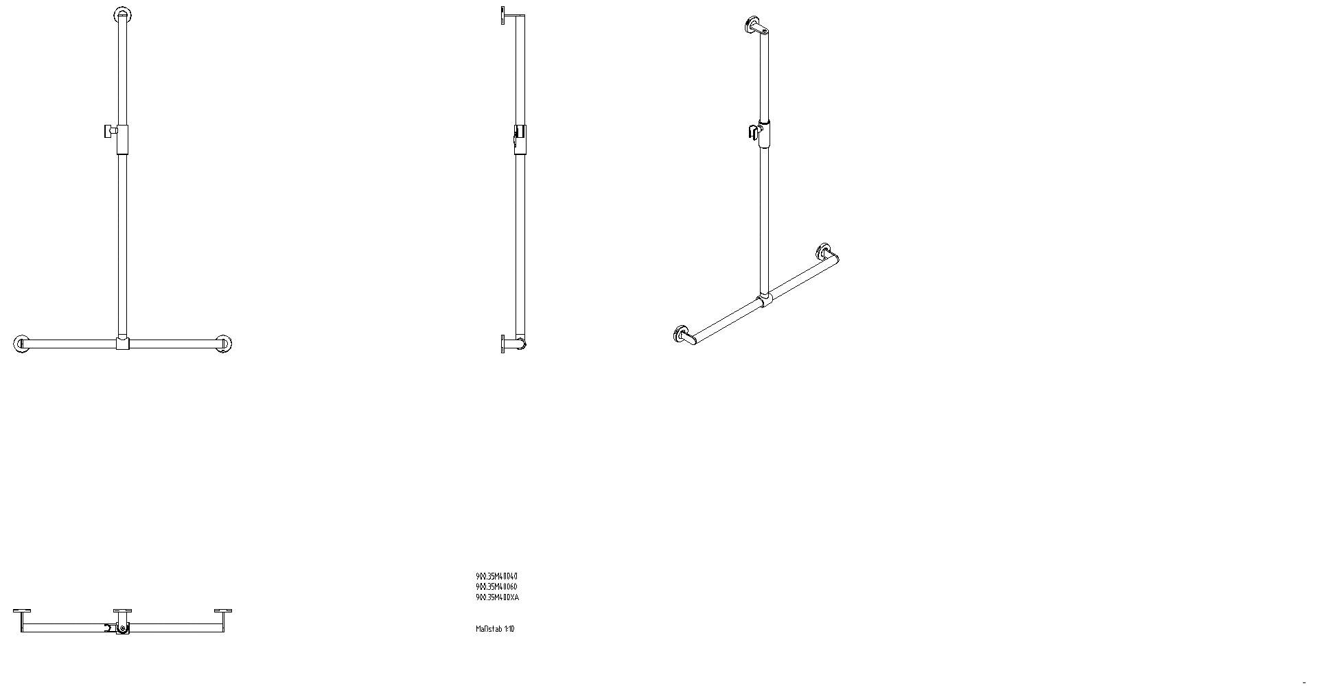 HEWI DUHA, d:32, A1:1250. W1:765, PVD, Br.H.mag. messing glzd