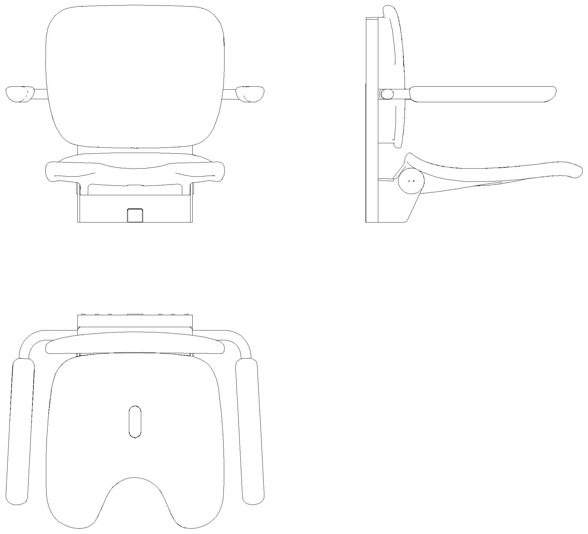 HEWI Klappsitz Premium, Schamausschnitt mit Höhenverstellung anthr hgl-atm