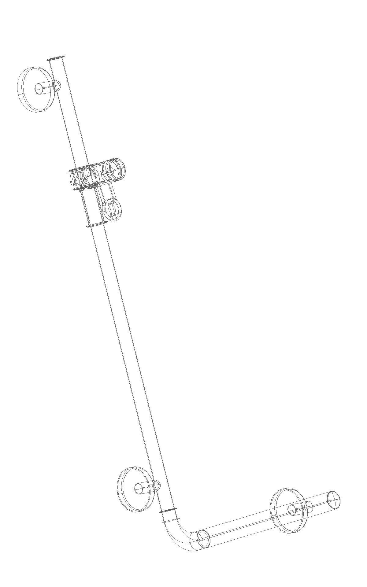 HEWI Winkelgriff m.Br.H.in 98, AM1:900, W1:400, d:33, Kst., chromoptisch besch.