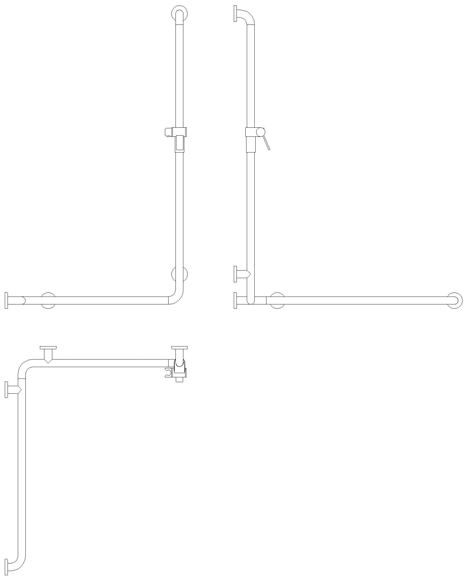 HEWI DU-Wannenhdl.m.Br.H.Stg. Ser 805 C, AM1:1250,W1:762,W2:962, li anthrazgr