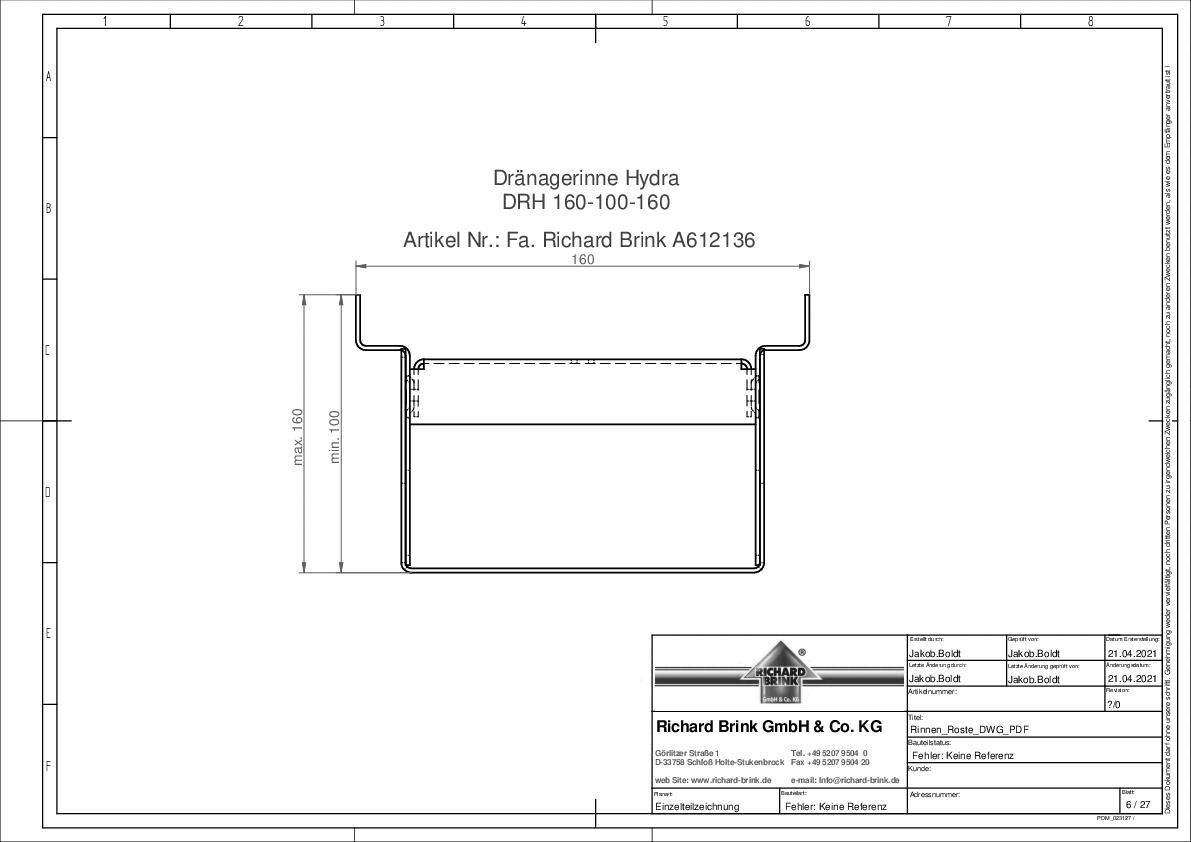 Dränagerinne Hydra mit Rinnenversteifung