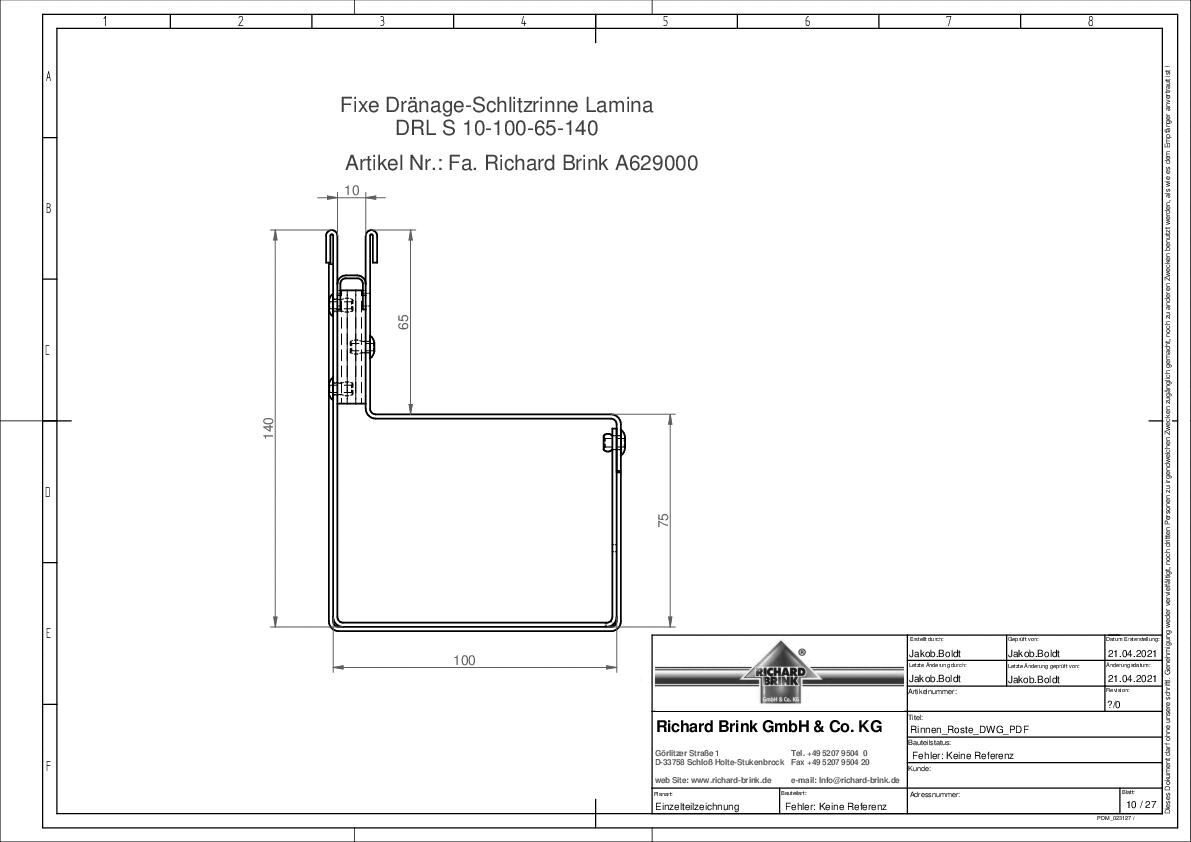 Fixe Dränage-Schlitzrinne Lamina
