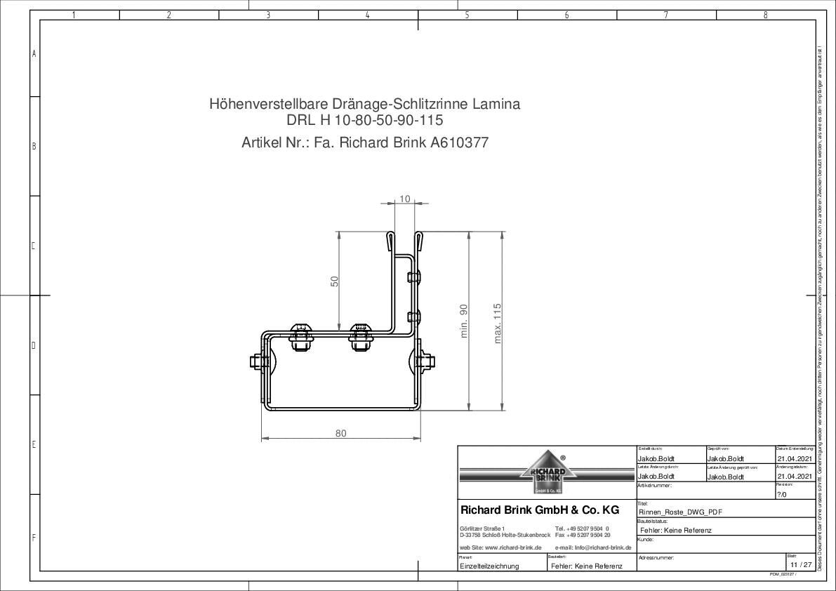 Höhenverstellbare Dränage-Schlitzrinne Lamina