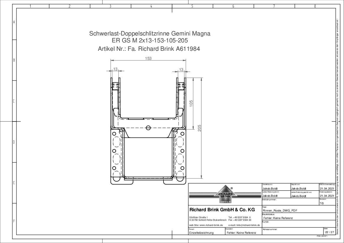Richard Brink - Schwerlast-Doppelschlitzrinne Gemini Magna