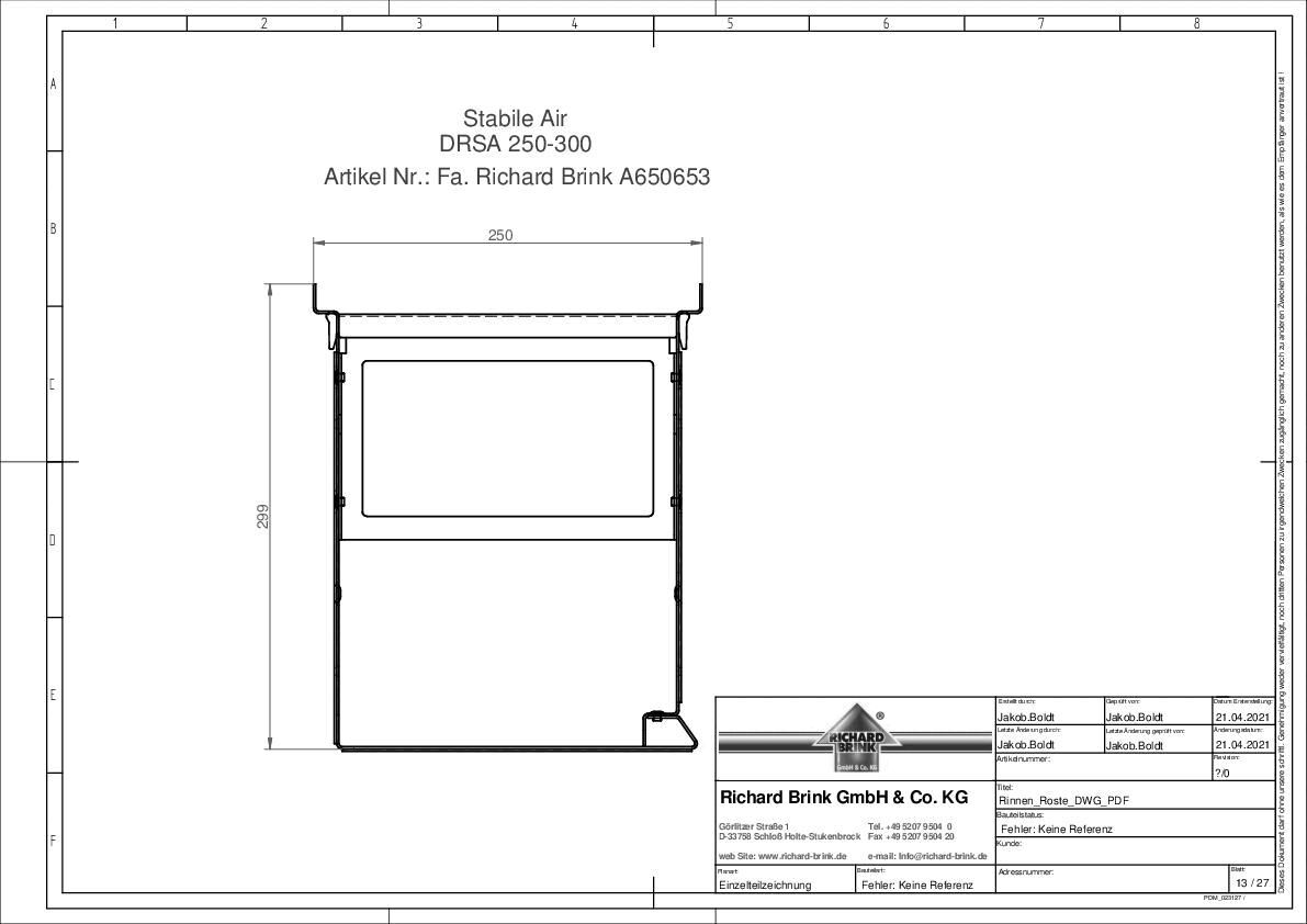 Hinterlüftete Fassadenrinne Stabile Air 250
