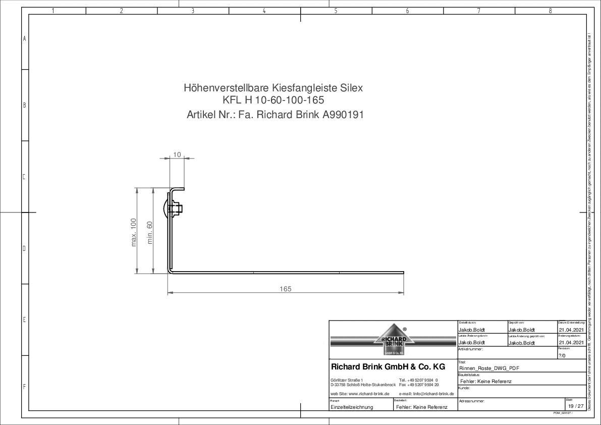 Höhenverstellbare Kiesfangleiste Silex