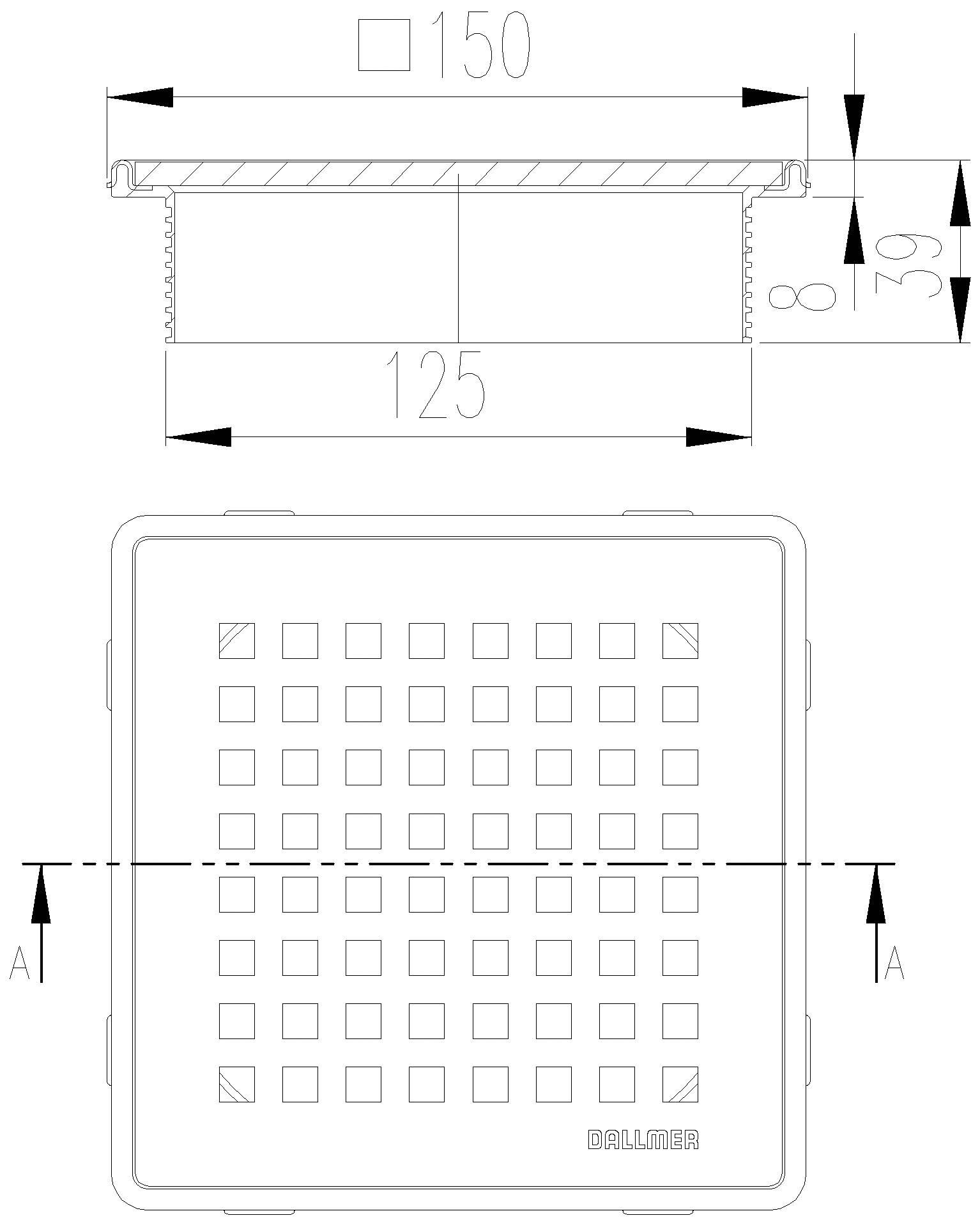 DALLMER Aufsatz DallDrain Select Quadra, 150 x 150 mm